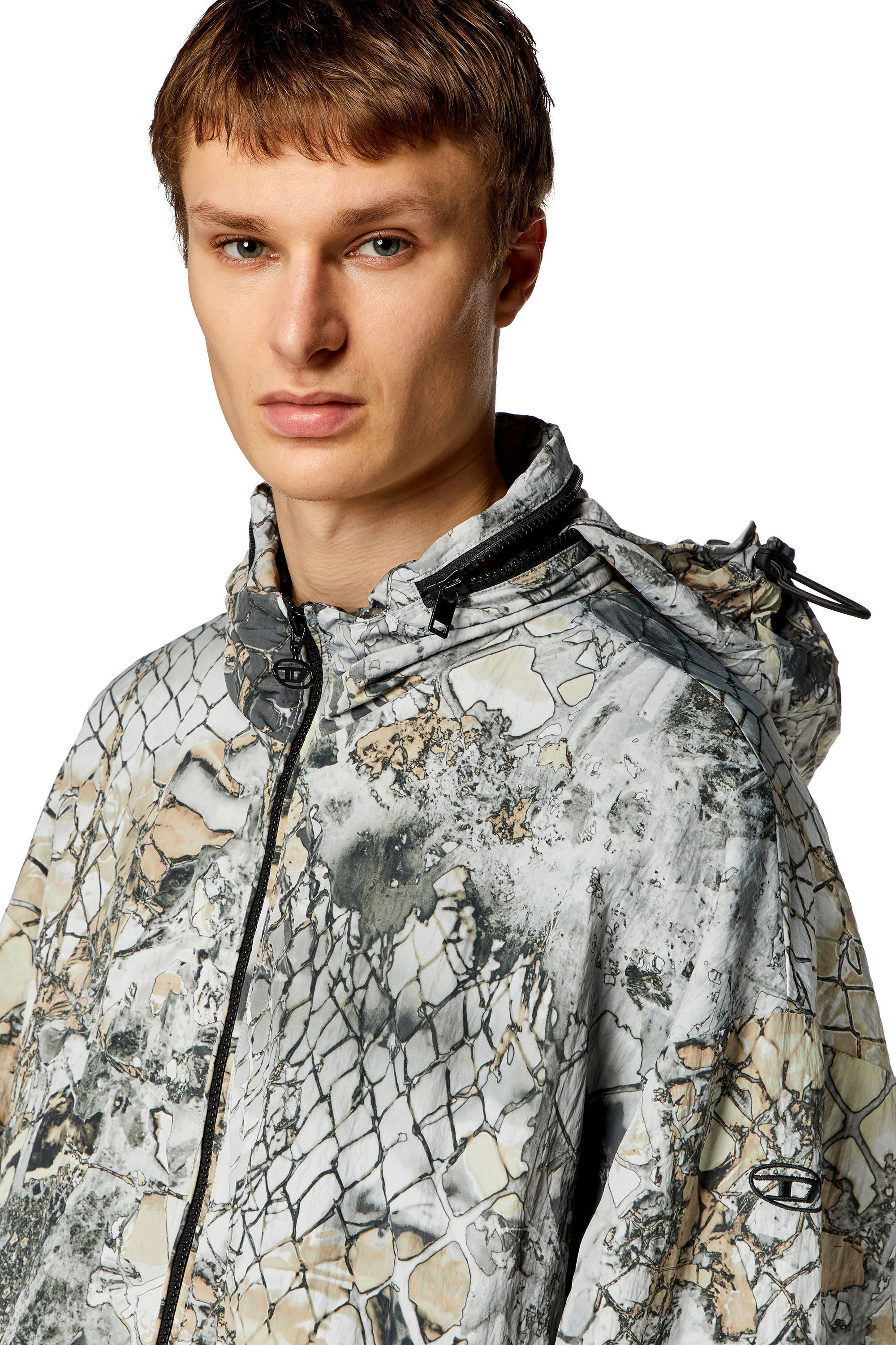Diesel - J-DORSETT, Male's Windbreaker with abstract print in Grey - 4