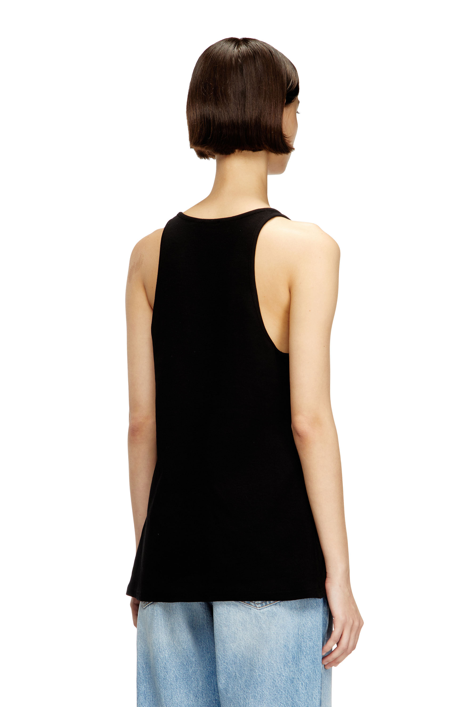 Women's Ribbed tank top with Oval D | Black | Diesel