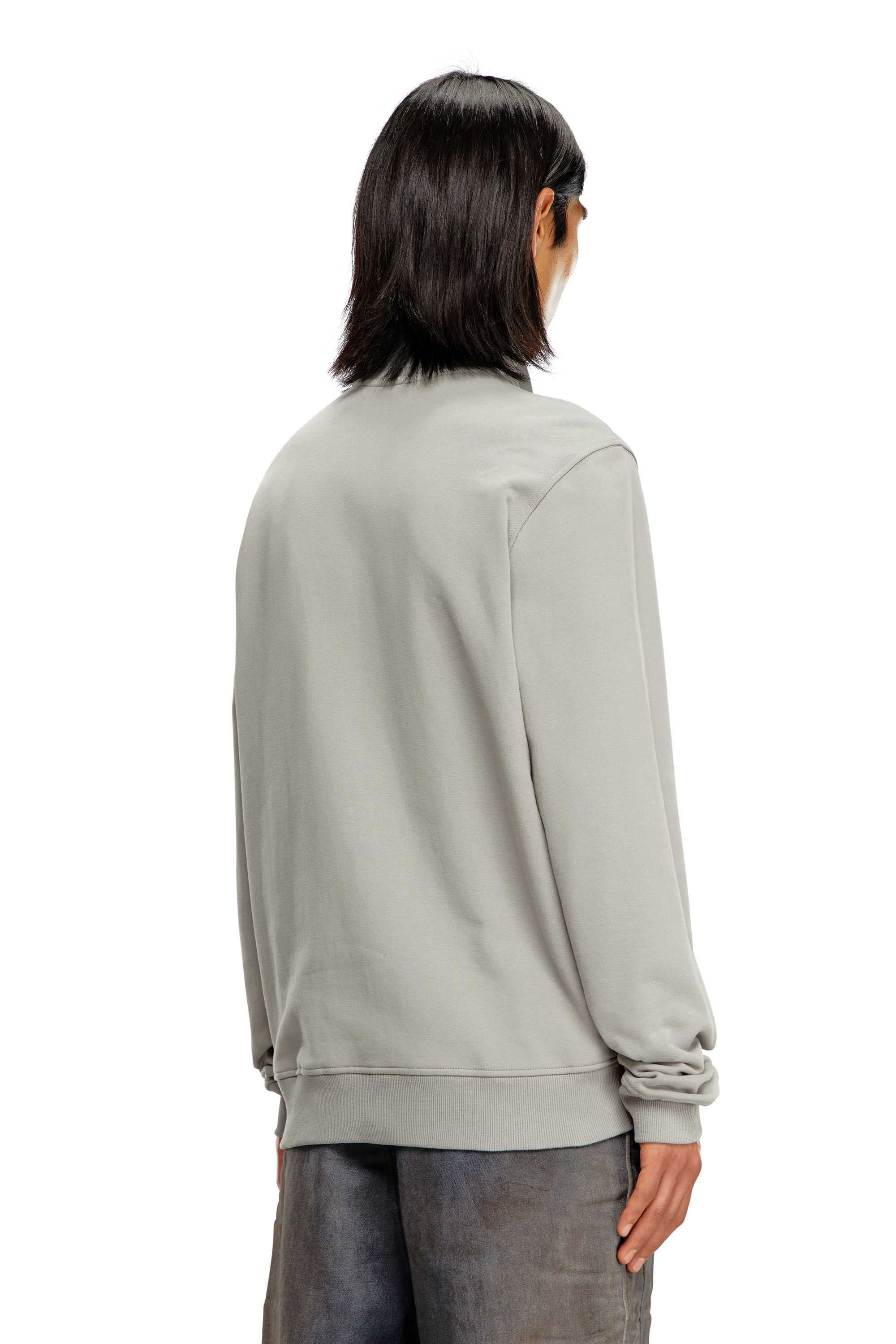 Diesel - S-GINNI-ZIP-OD, Male's Zip-up sweatshirt with metallic logo in Light Grey - 4