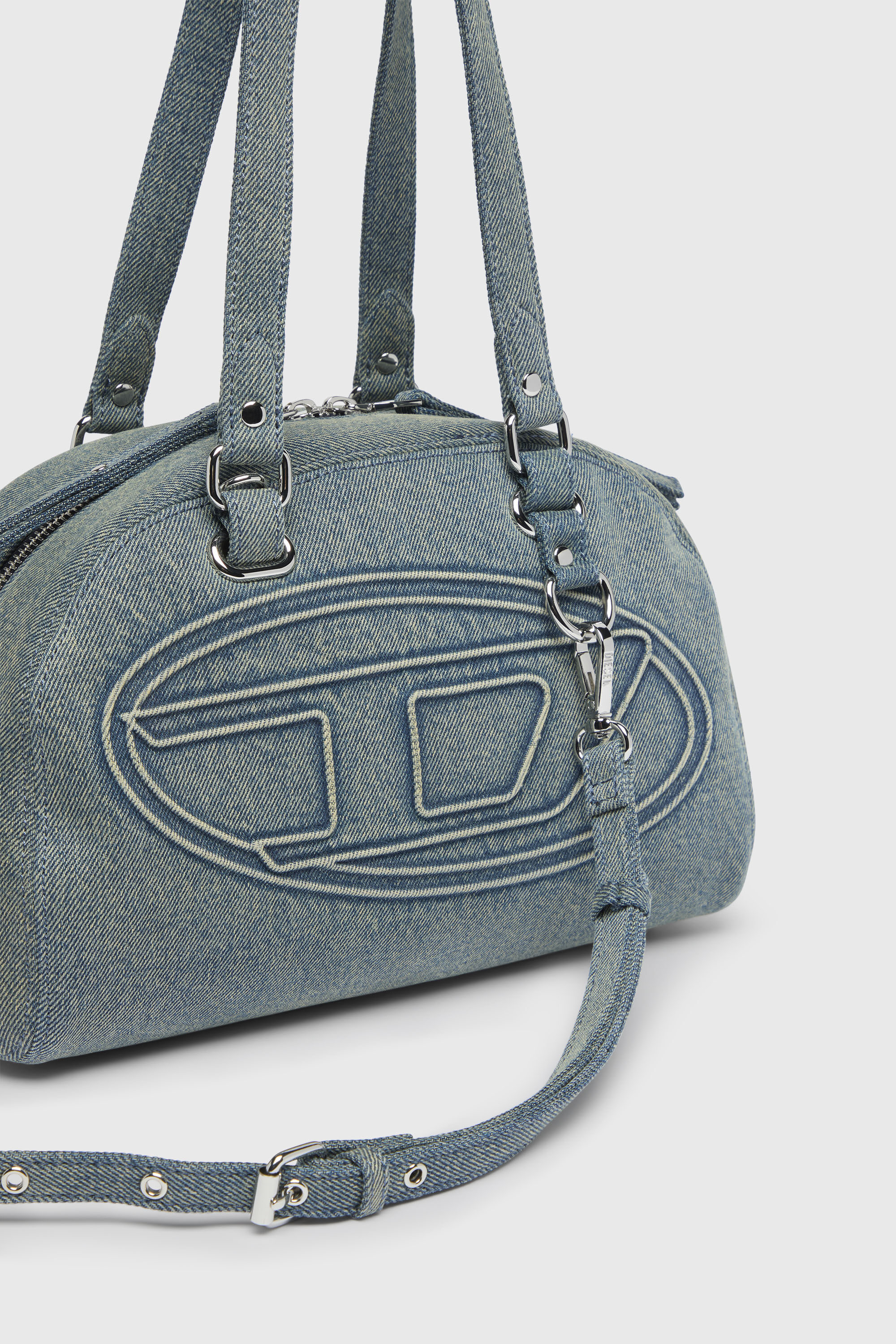 Women's 1DR Dome-Shoulder bag in denim with Oval D logo | Blue
