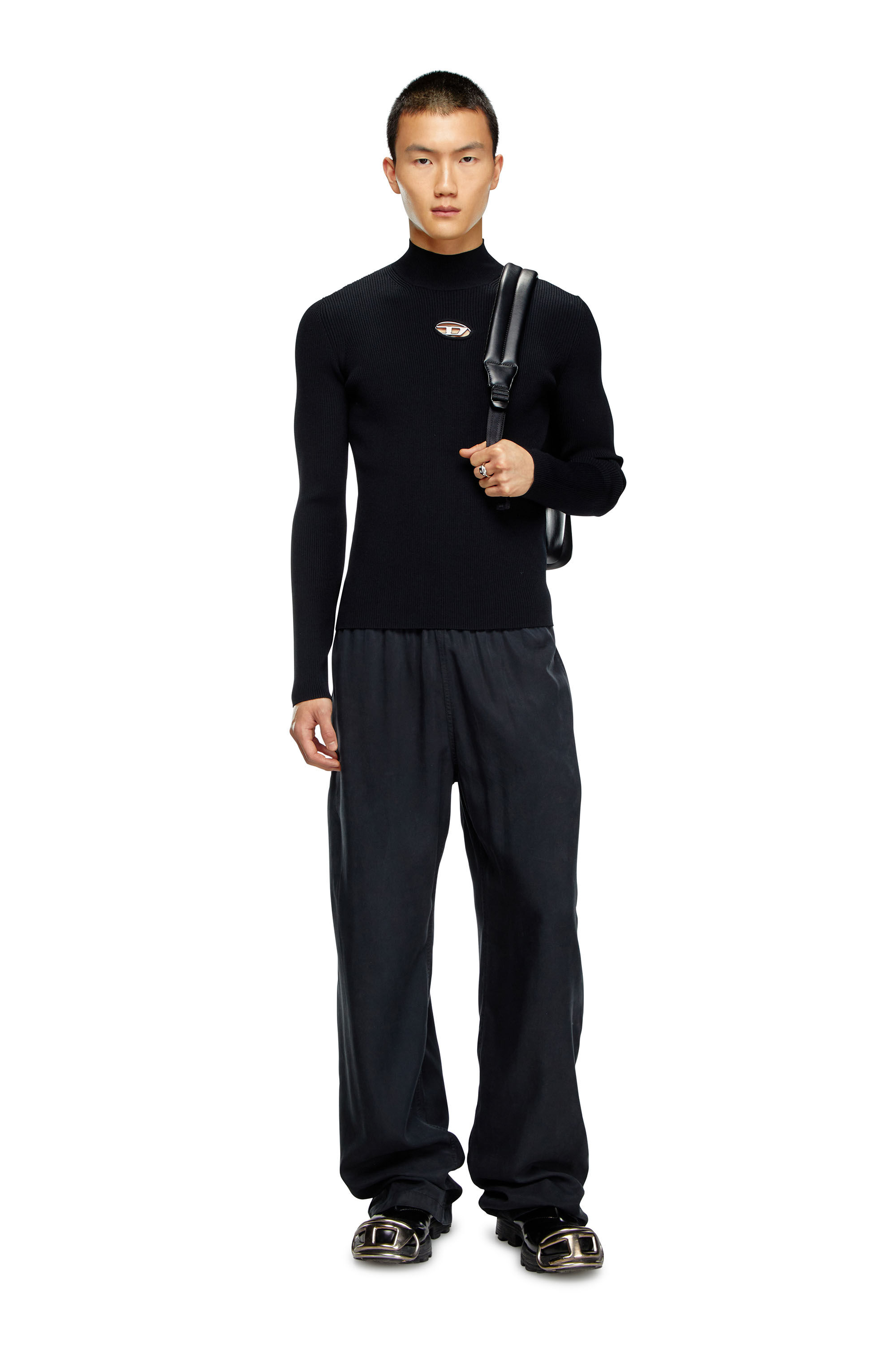 Men's Mock-neck jumper with Oval D | Black | Diesel
