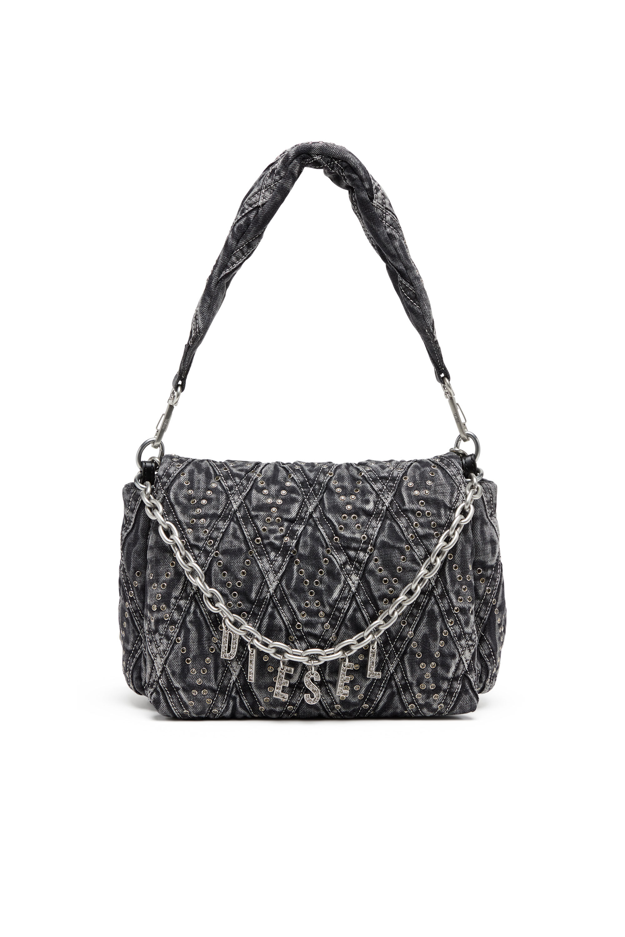 ディーゼル Charm-D Shoulder M BLACK ショルダーバック Women's Charm-D Shoulder M Shoulder Bag - Bejewelled denim