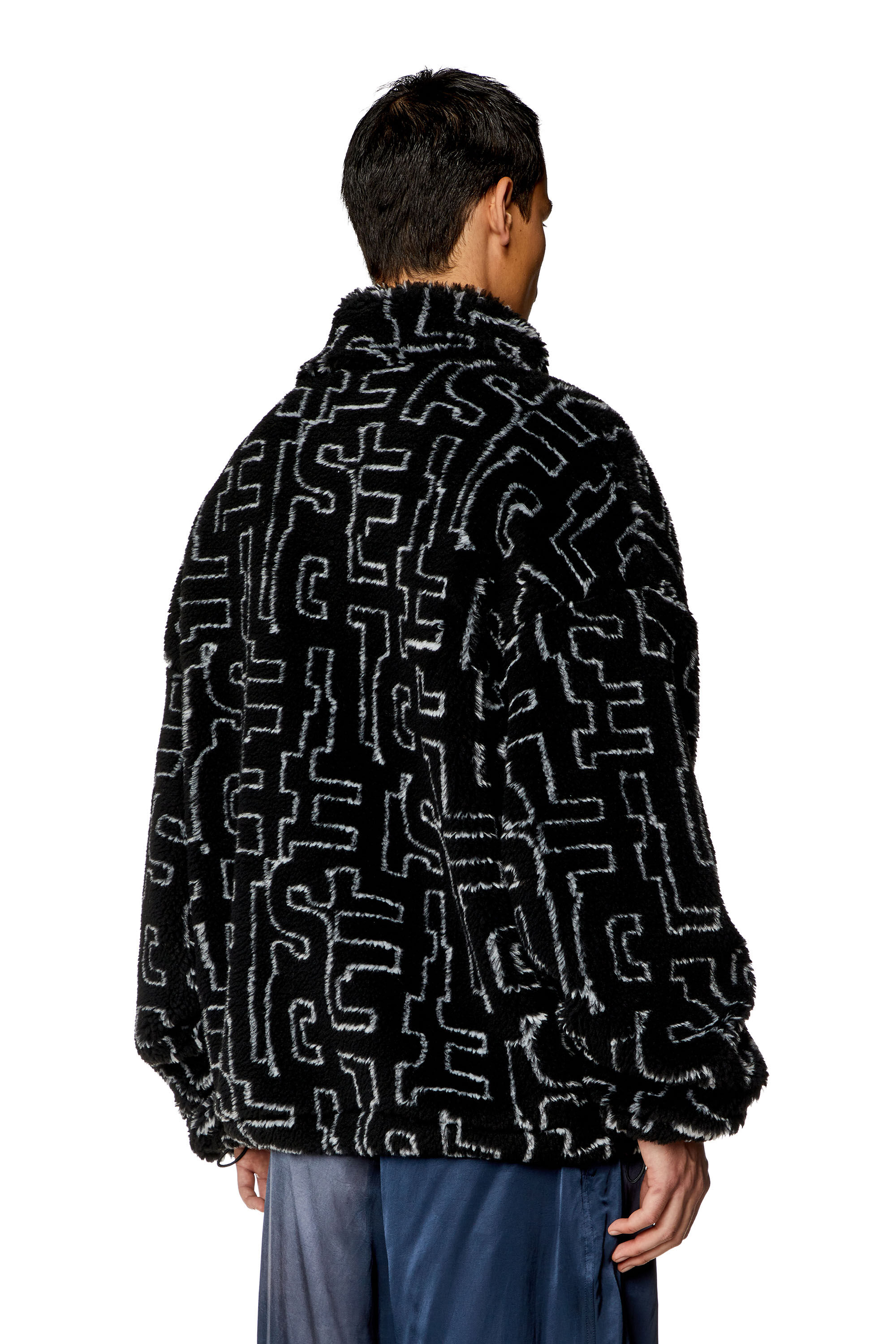 Diesel - S-LUCK, Veste en polaire teddy avec monogramme Diesel Homme in Noir - 4