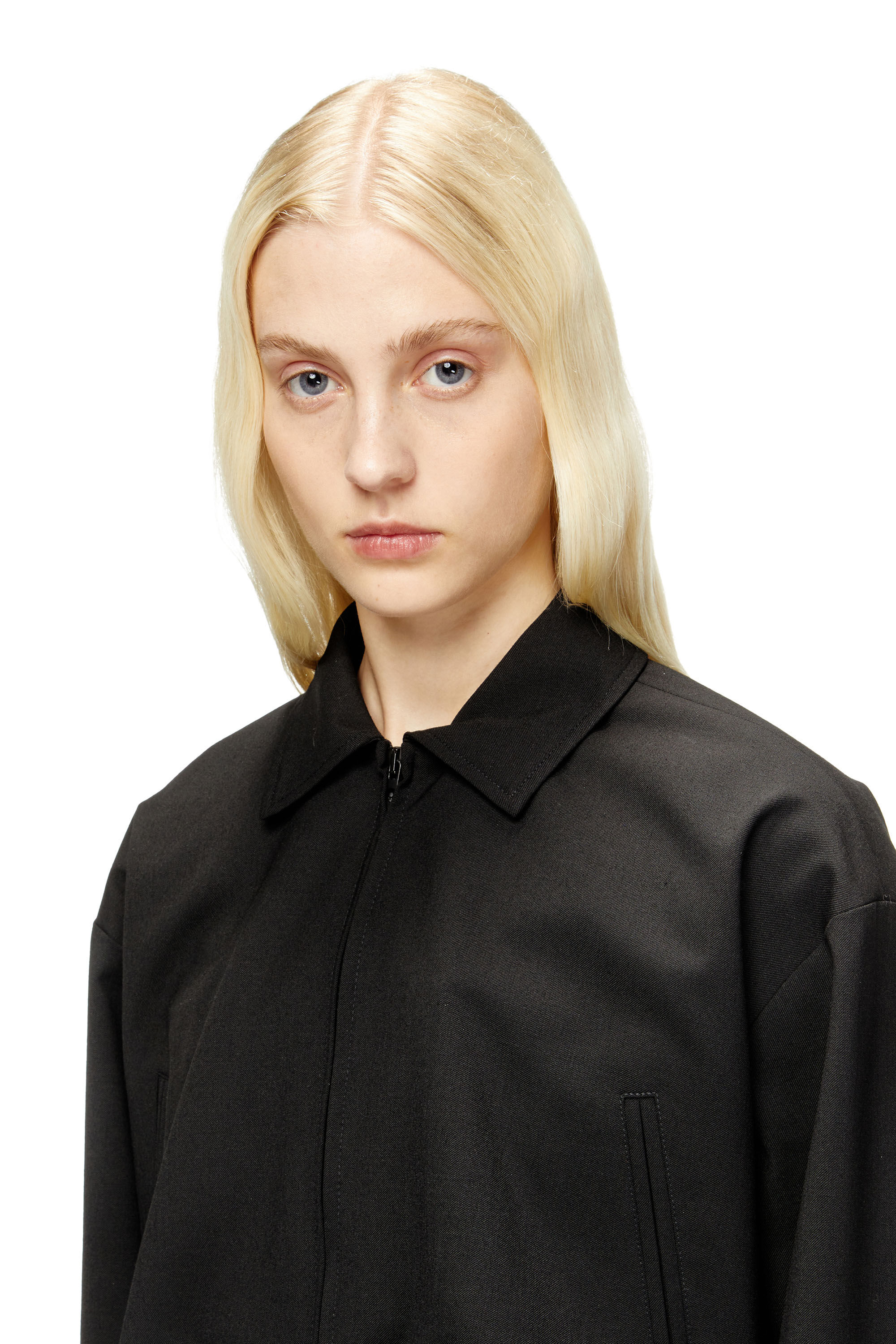 Diesel - J-TING-FEM-R2, Female's Cropped jacket in tailoring fabric and nylon in Black - 4