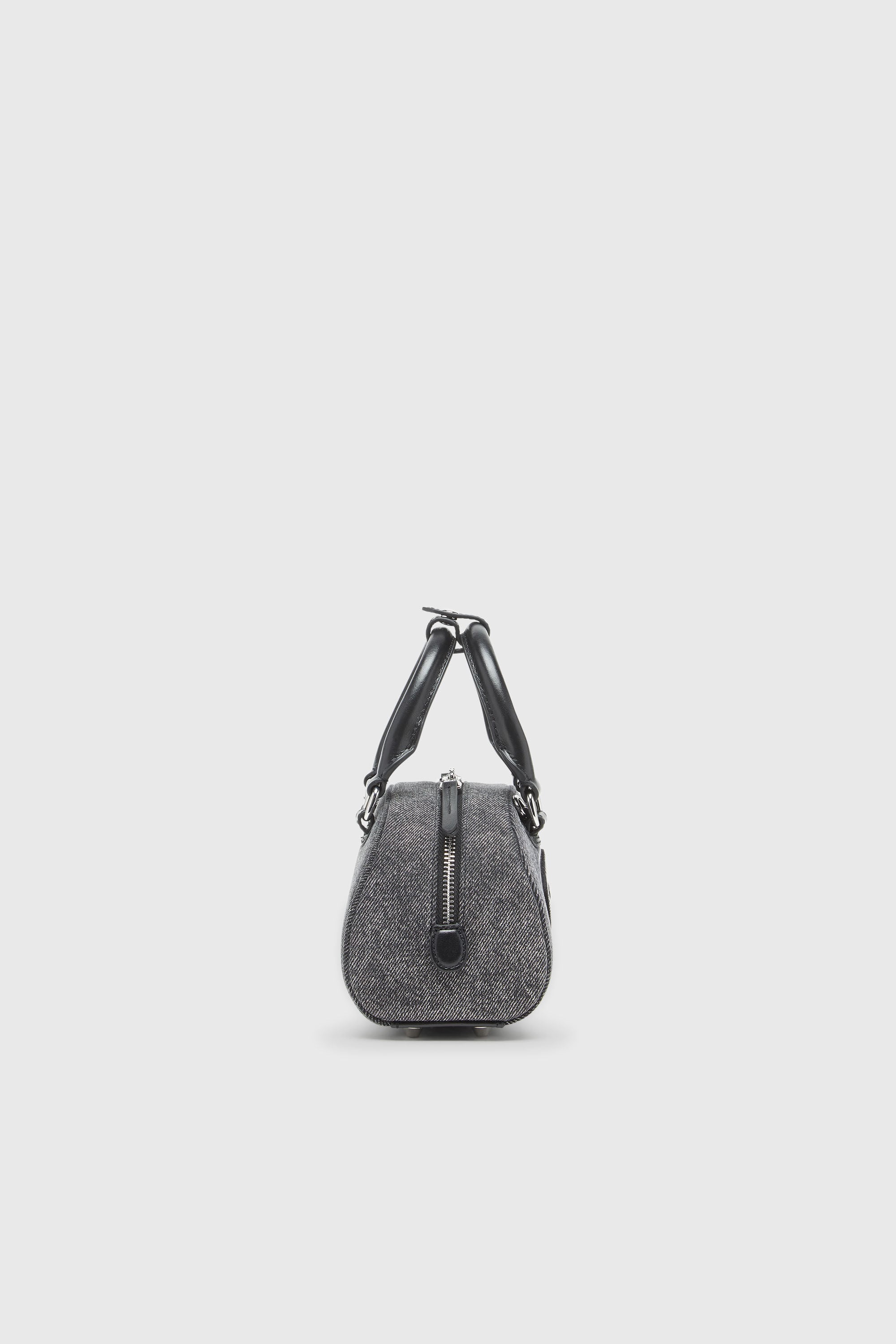 Diesel - 1DR DOME CROSSBODY, 1DR Dome-Peque&ntilde;o bolso tipo bowling en denim lavado Mujer in Gris - 5