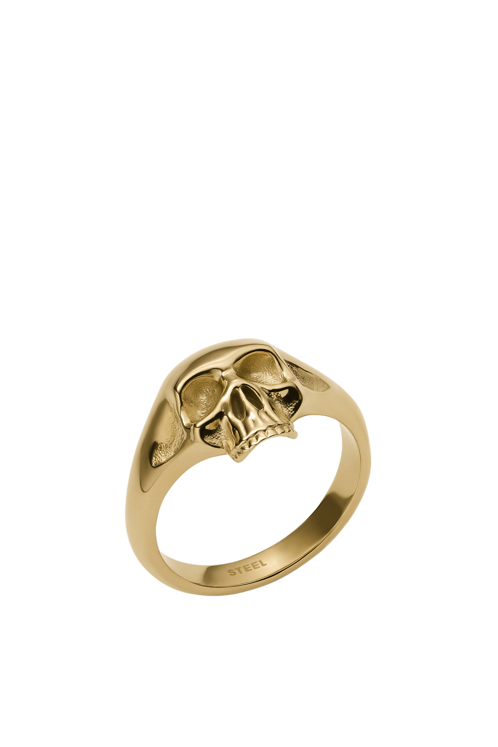 Diesel - DX1380, Bague tête de mort en acier inoxydable couleur or Homme in Doré - 1