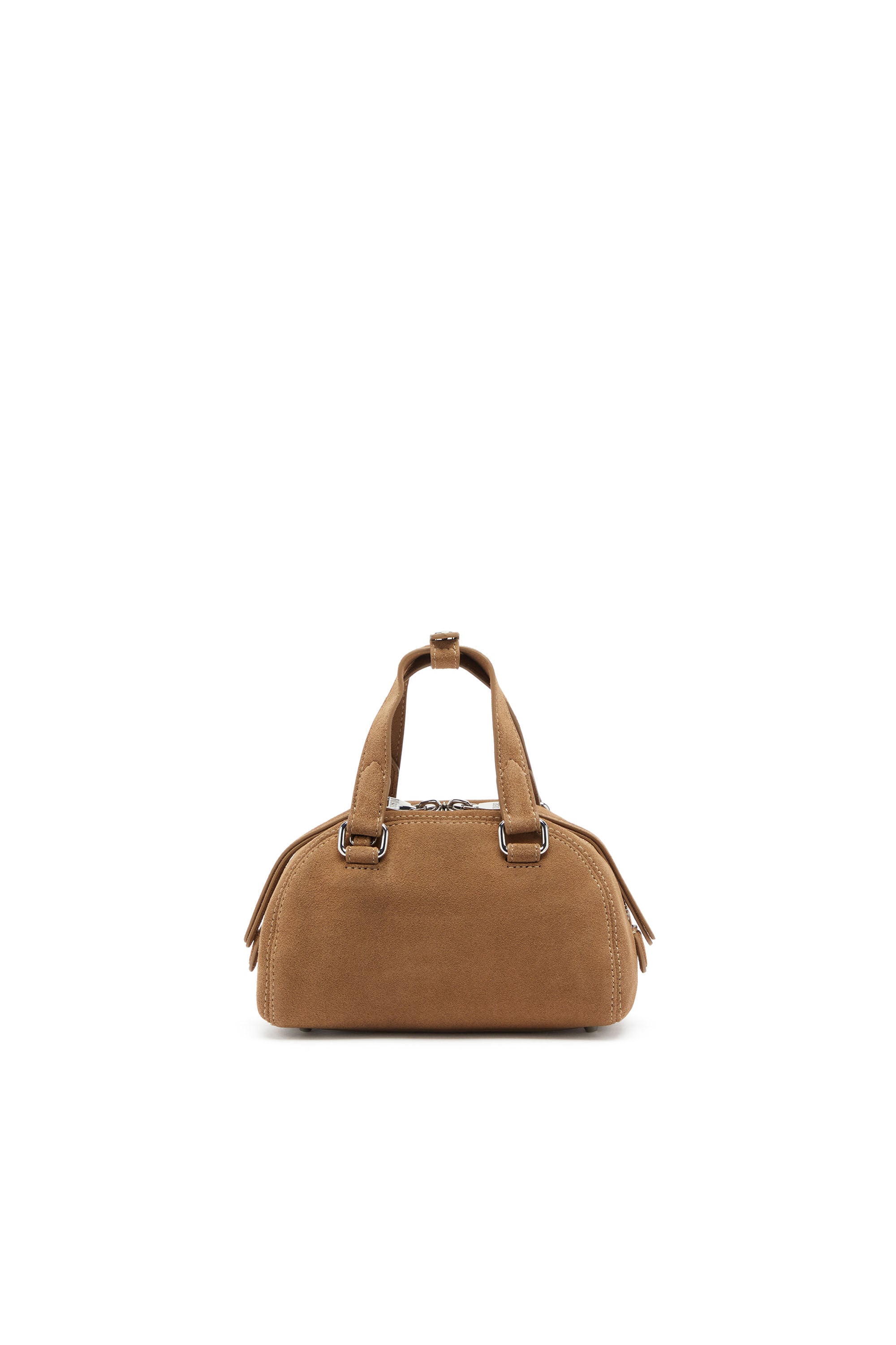 Women's 1DR Dome-Suede small bowling bag | Beige | Diesel {{Country}}