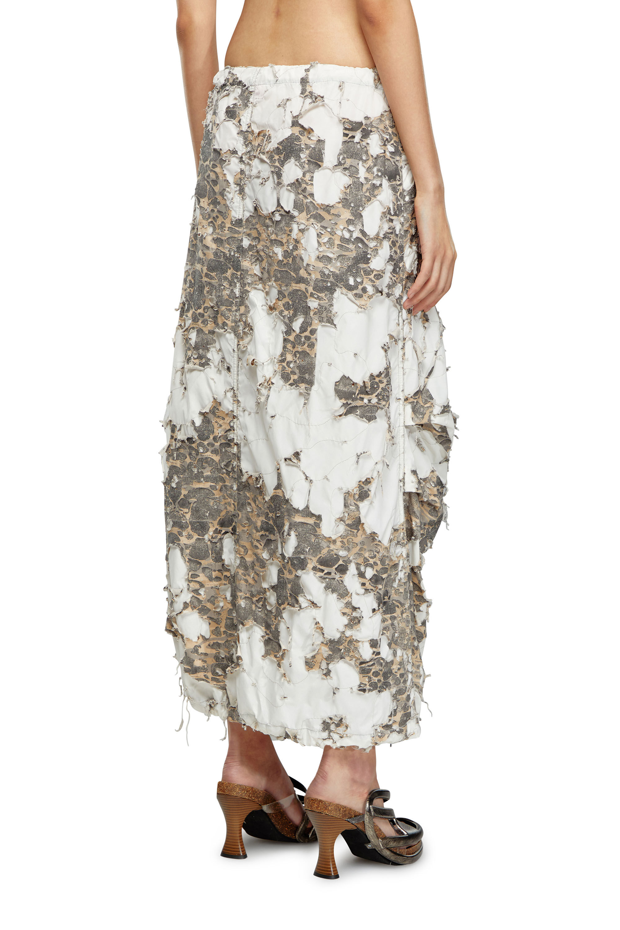 Diesel - O-HOCKYS, Female's Long skirt with destroyed camo layer in White - 4