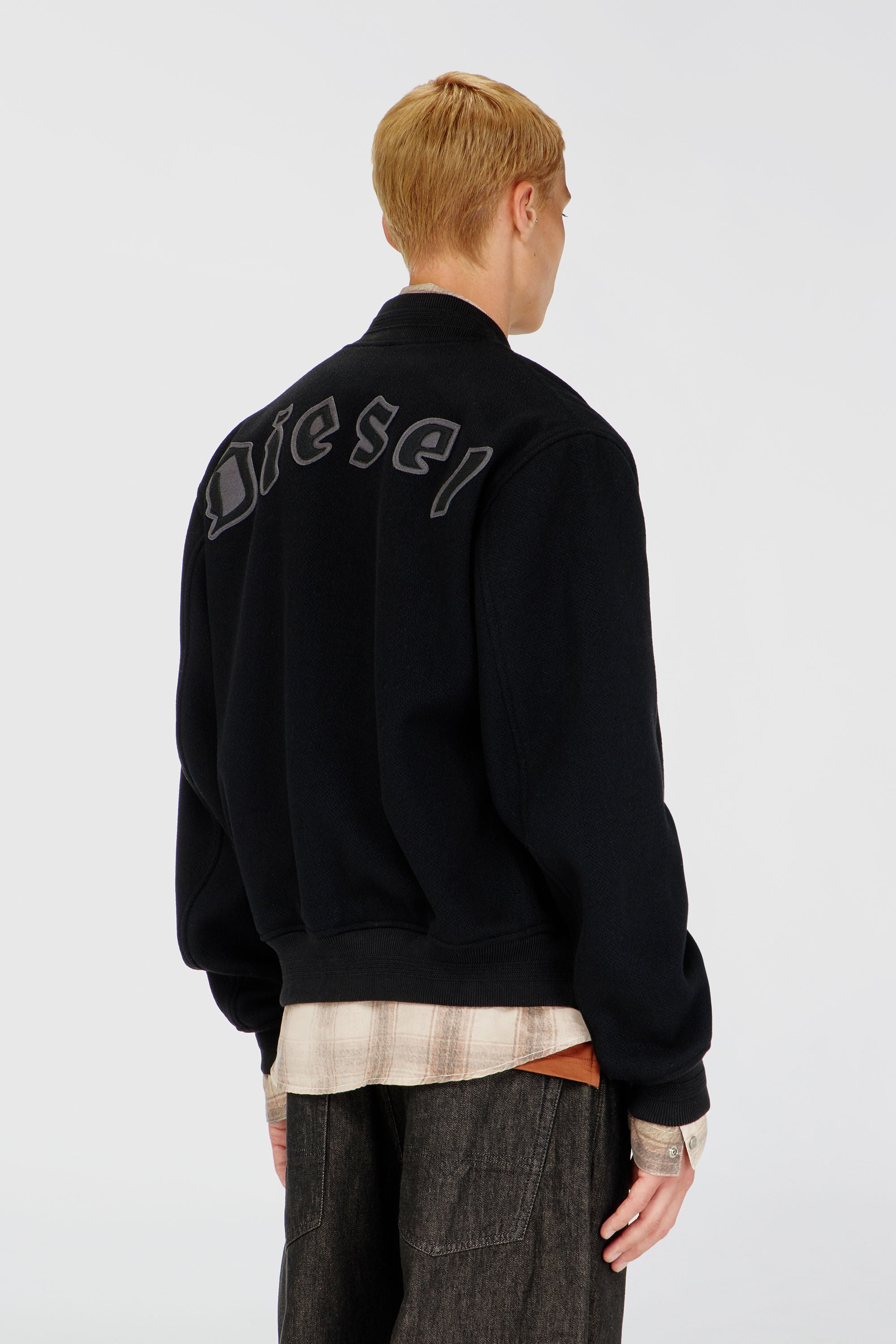 Diesel - J-ARRY-WRD, Man's Bomber jacket in felted wool blend in Black - 5