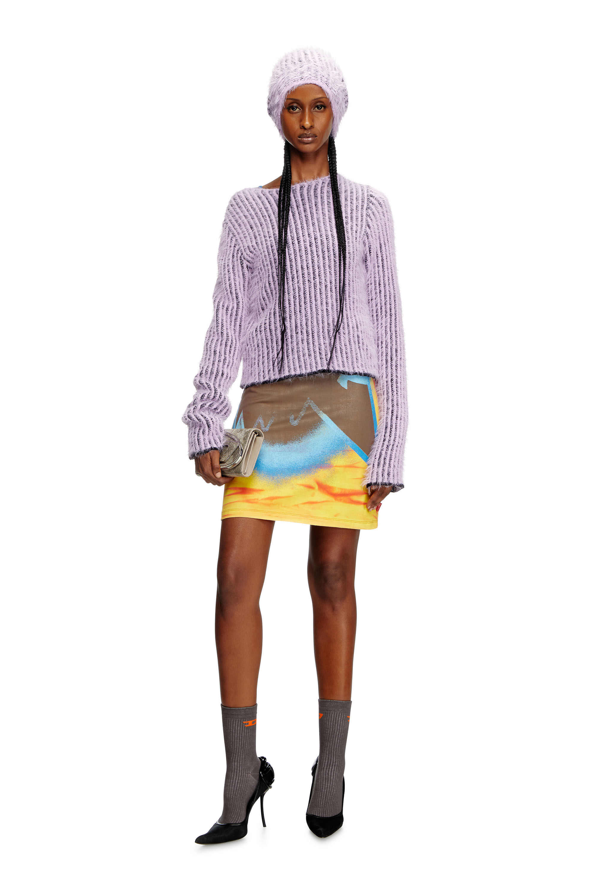 Women's Fuzzy striped wool-blend jumper | Violet | Diesel Women's Fuzzy striped wool-blend jumper | Violet | Diesel