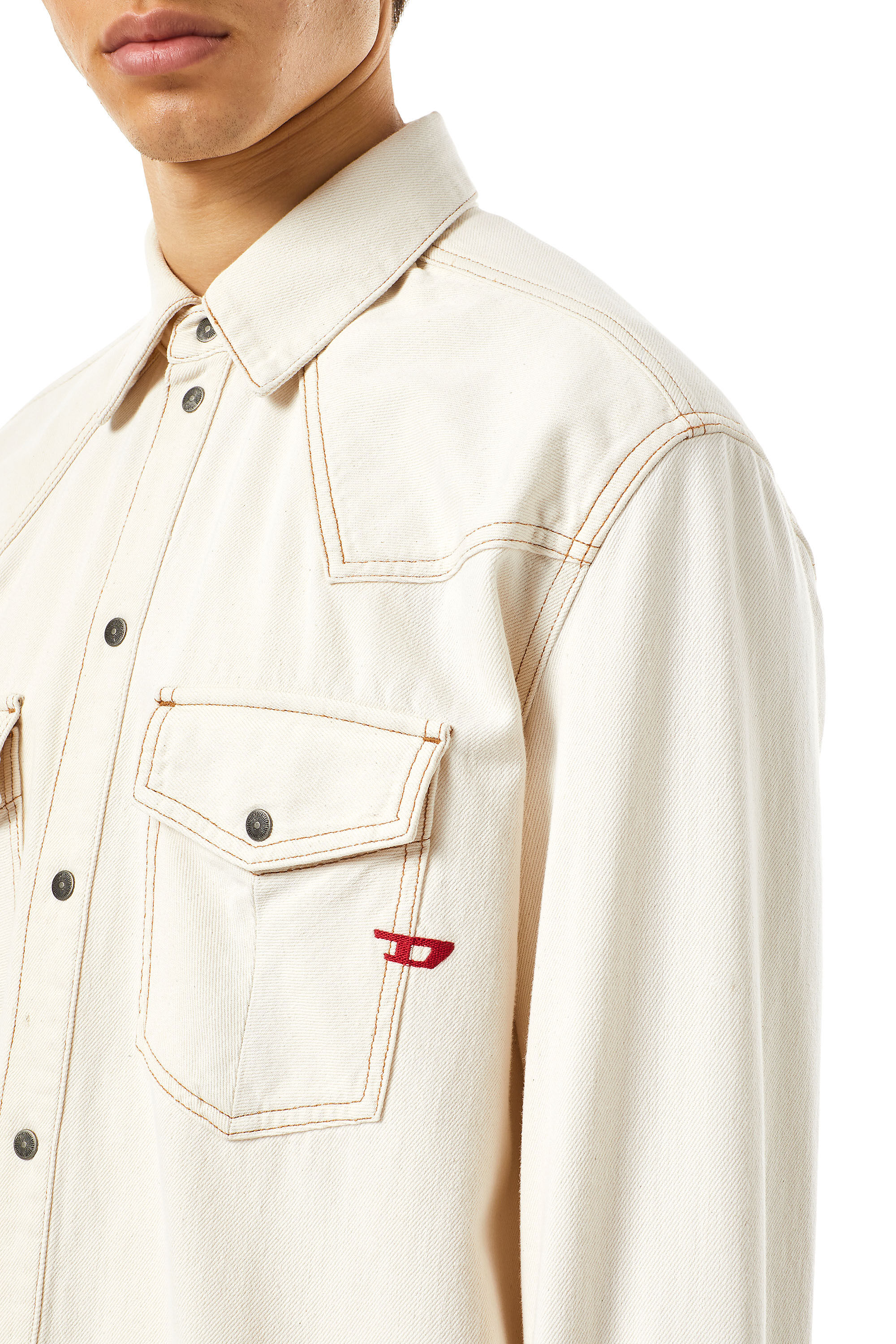 Diesel - D-OCEAN WESTERN SHIRT, Chemise western en denim Homme in Blanc - 4