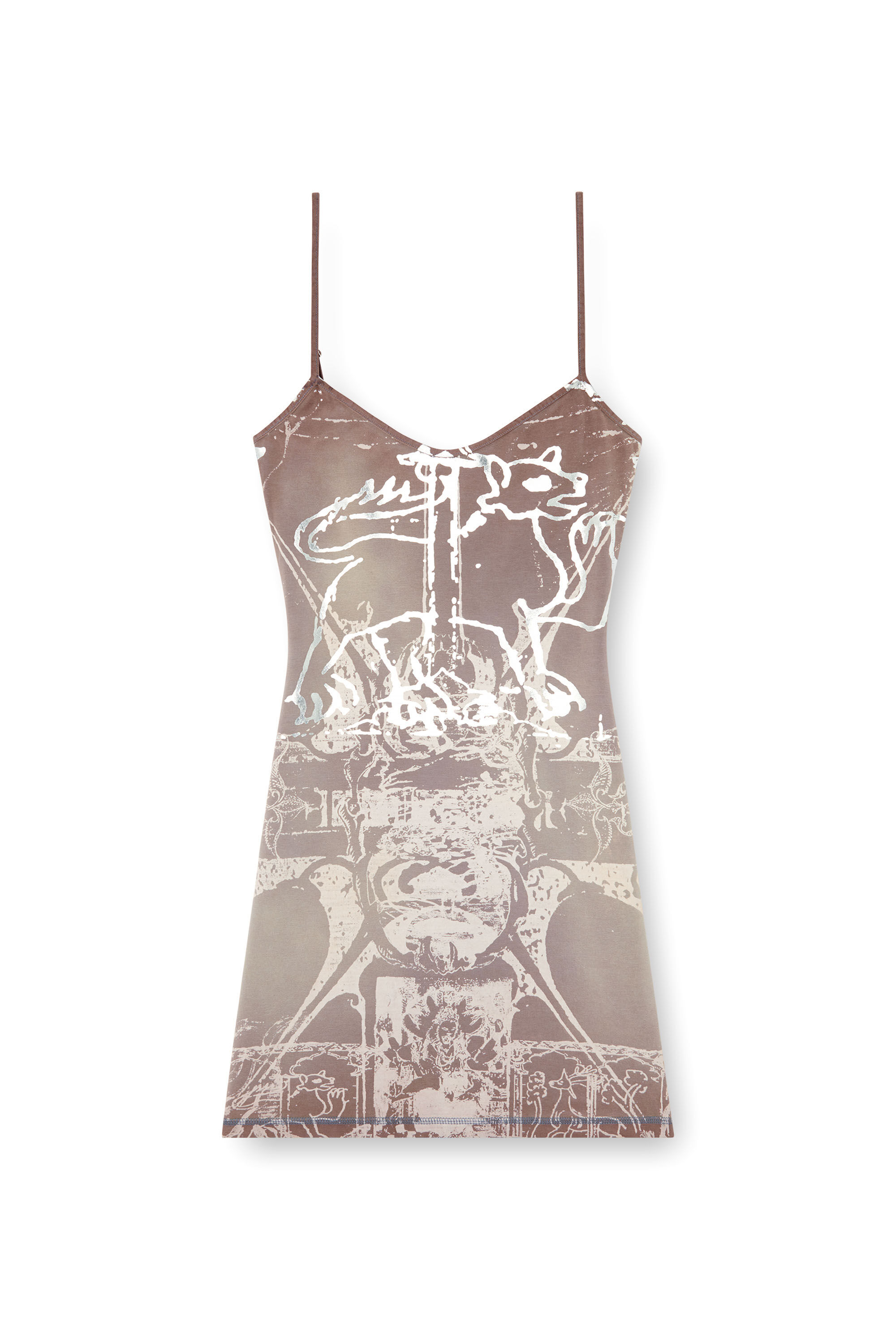 Women's Mini dress with foil print | Brown | Diesel