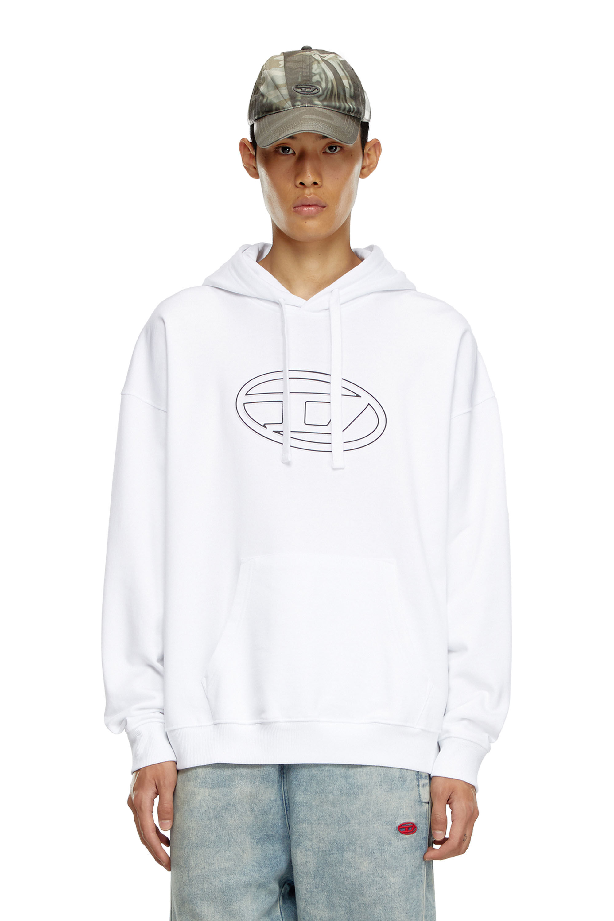 Diesel - S-UMMER-BIGOVAL, Male's Hoodie with embossed logo in White - 3