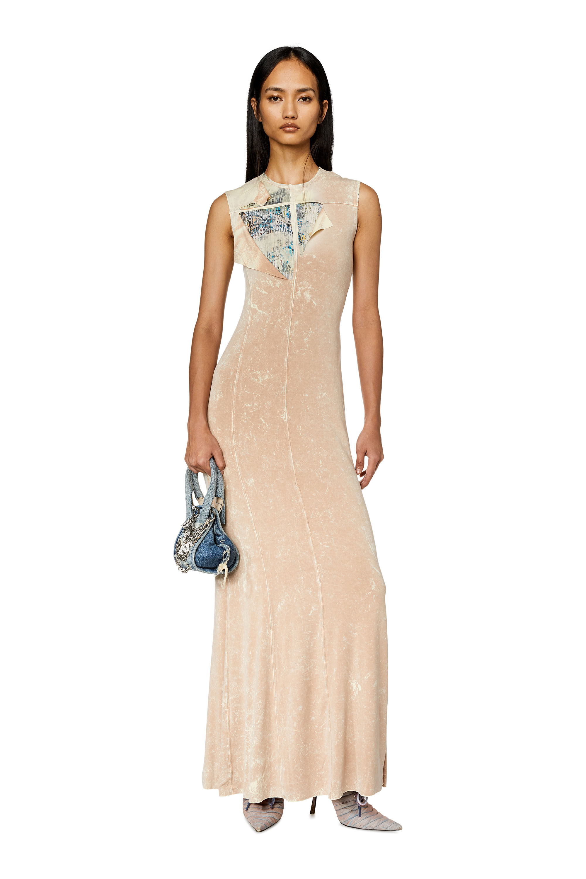 Women's Double-layer dress with marble wash | Beige | Diesel