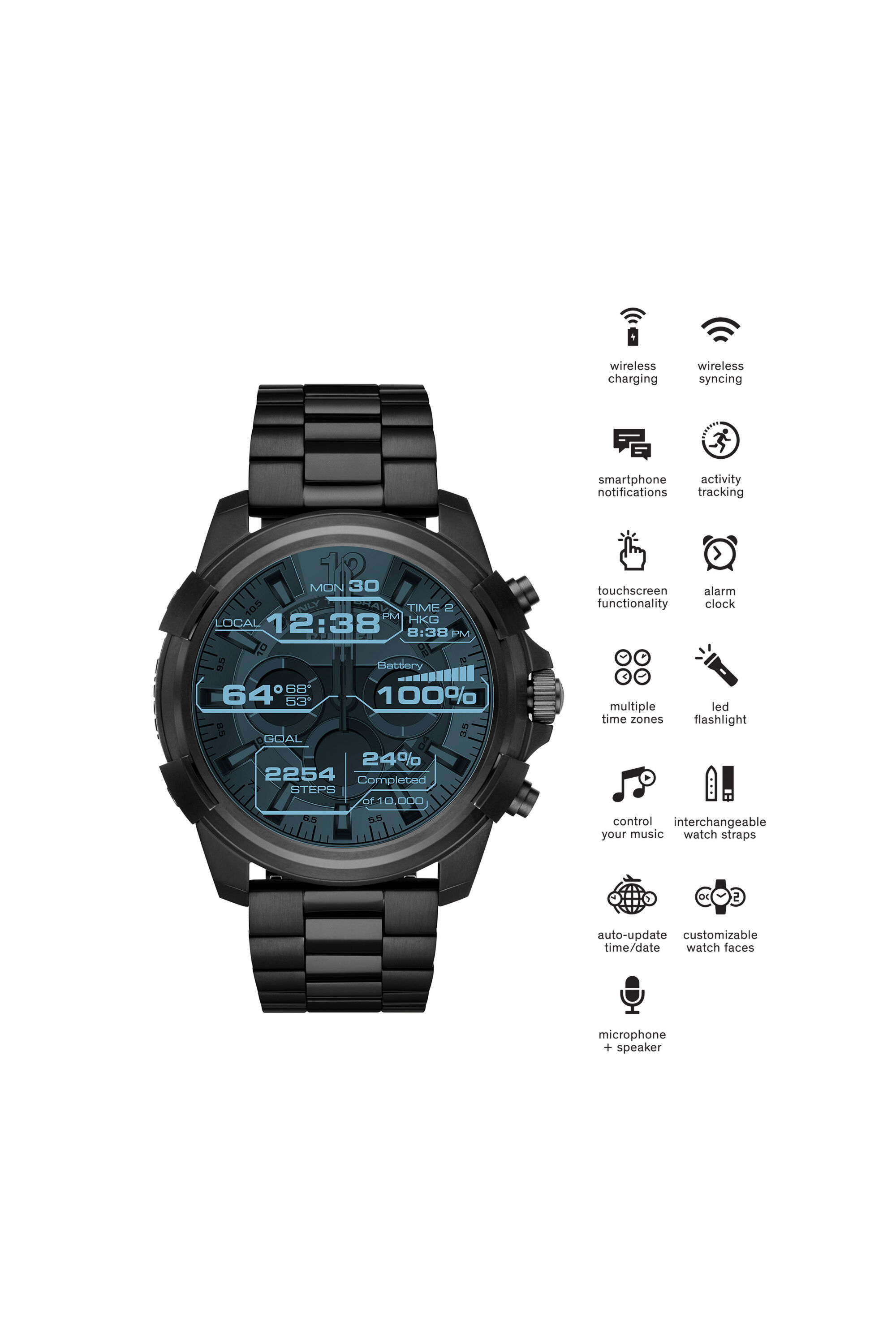 Diesel - DT2007, Montre connectée noire avec écran tactile, 48 mm Homme in Noir - 4