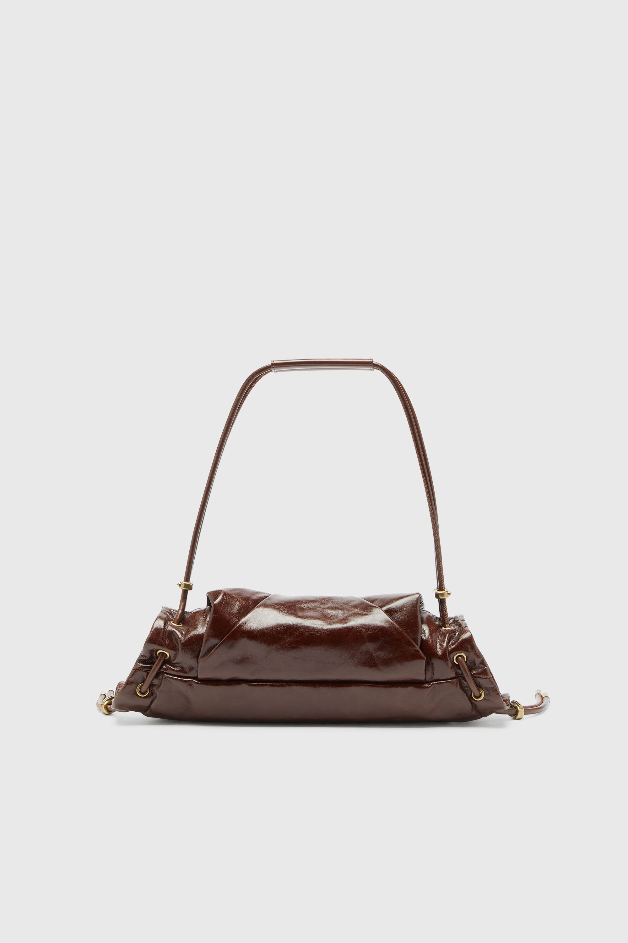 Diesel - SCRUNCH-D SHOULDER S, Woman's Scrunch-D-Small shoulder bag in shiny scrunched leather in Brown - 3