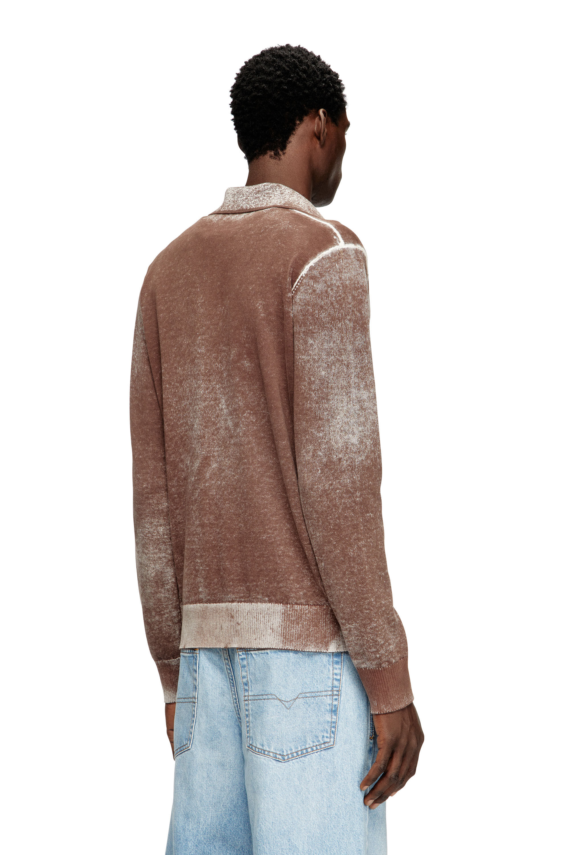 Men's Polo jumper with faded reverse print | Multicolor | Diesel