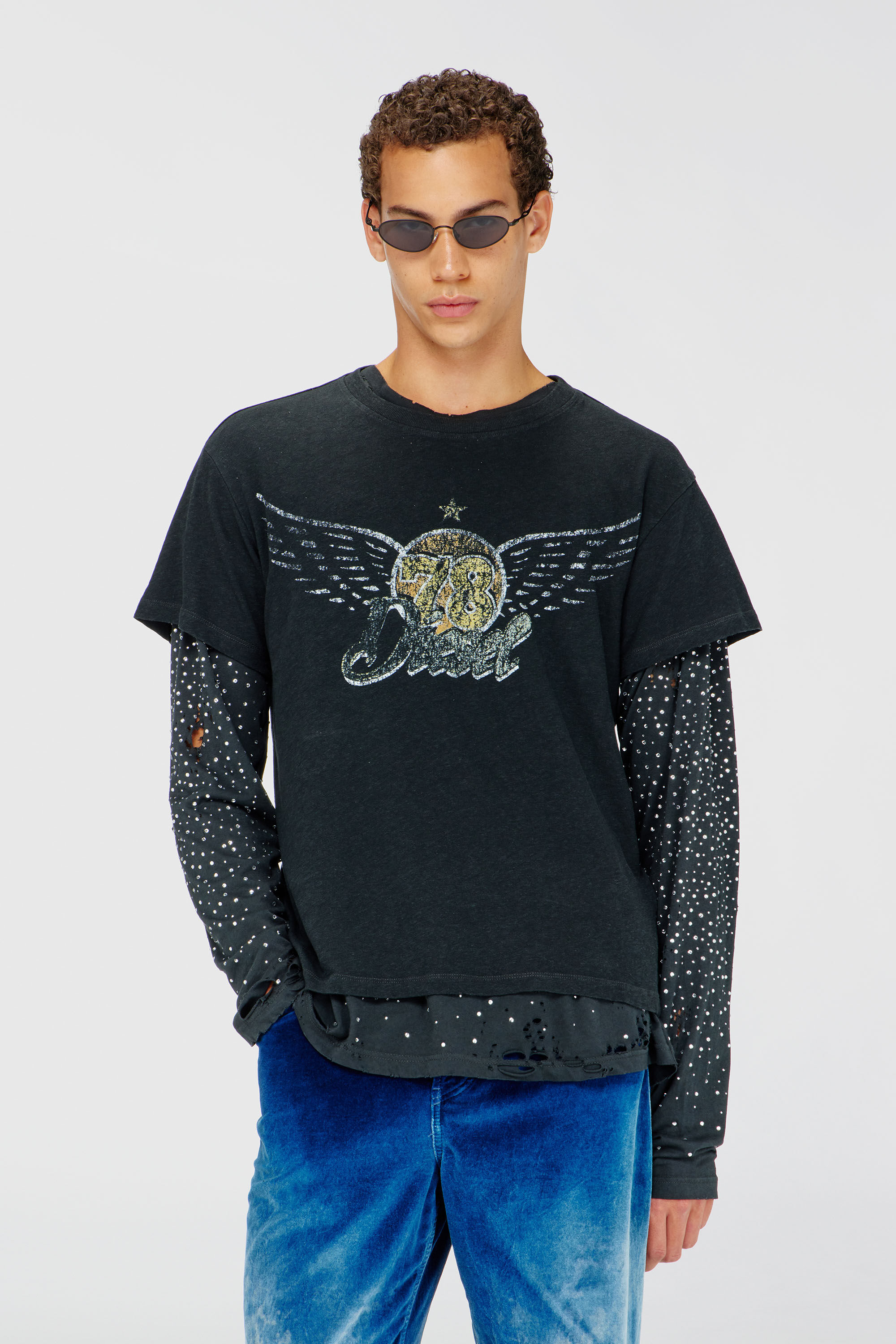 Men's Cotton-hemp T-shirt with concert graphics | Black | Diesel US