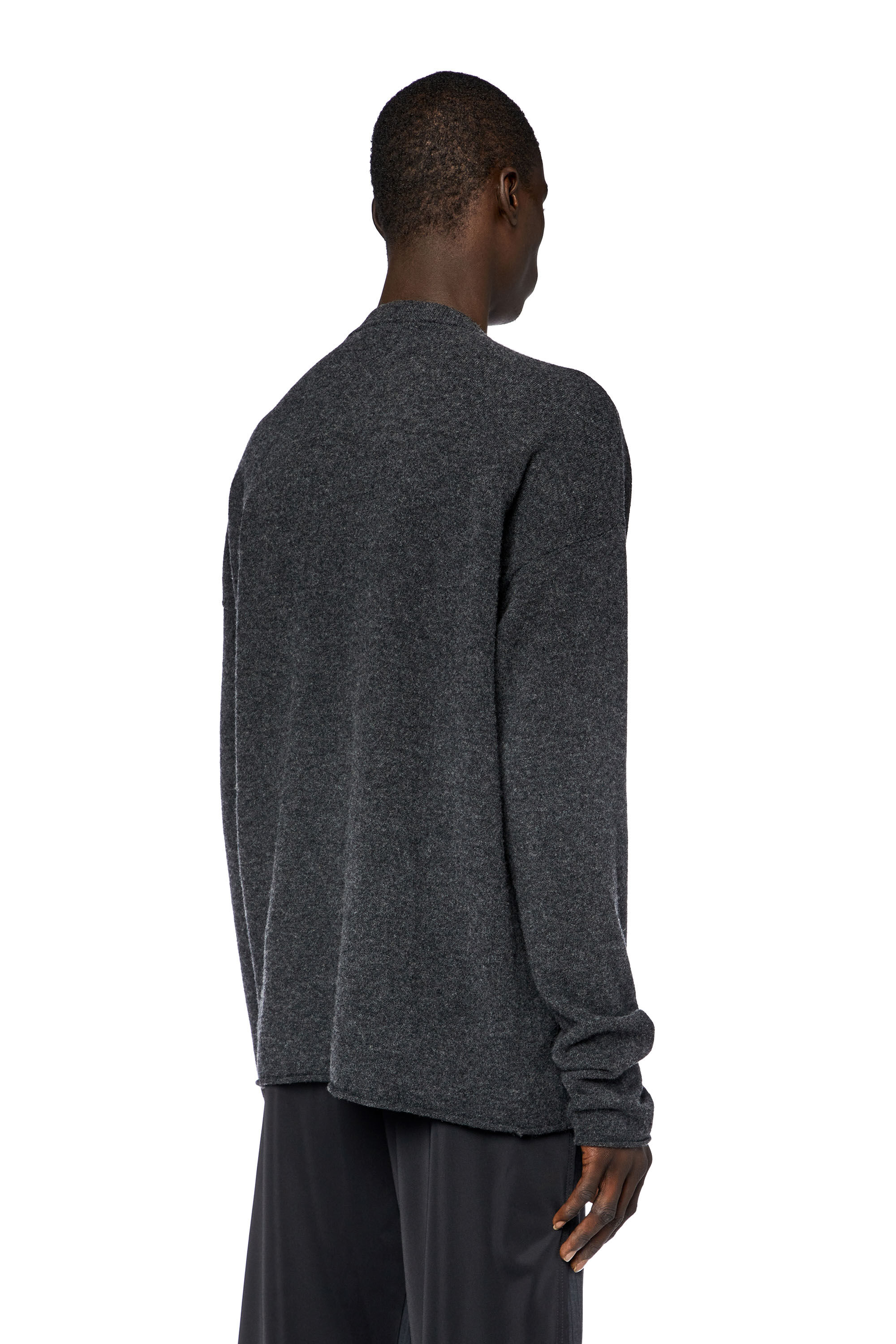 Diesel - K-FLOYD, Male's Wool jumper with peel-off Super Logo in Dark Grey - 4