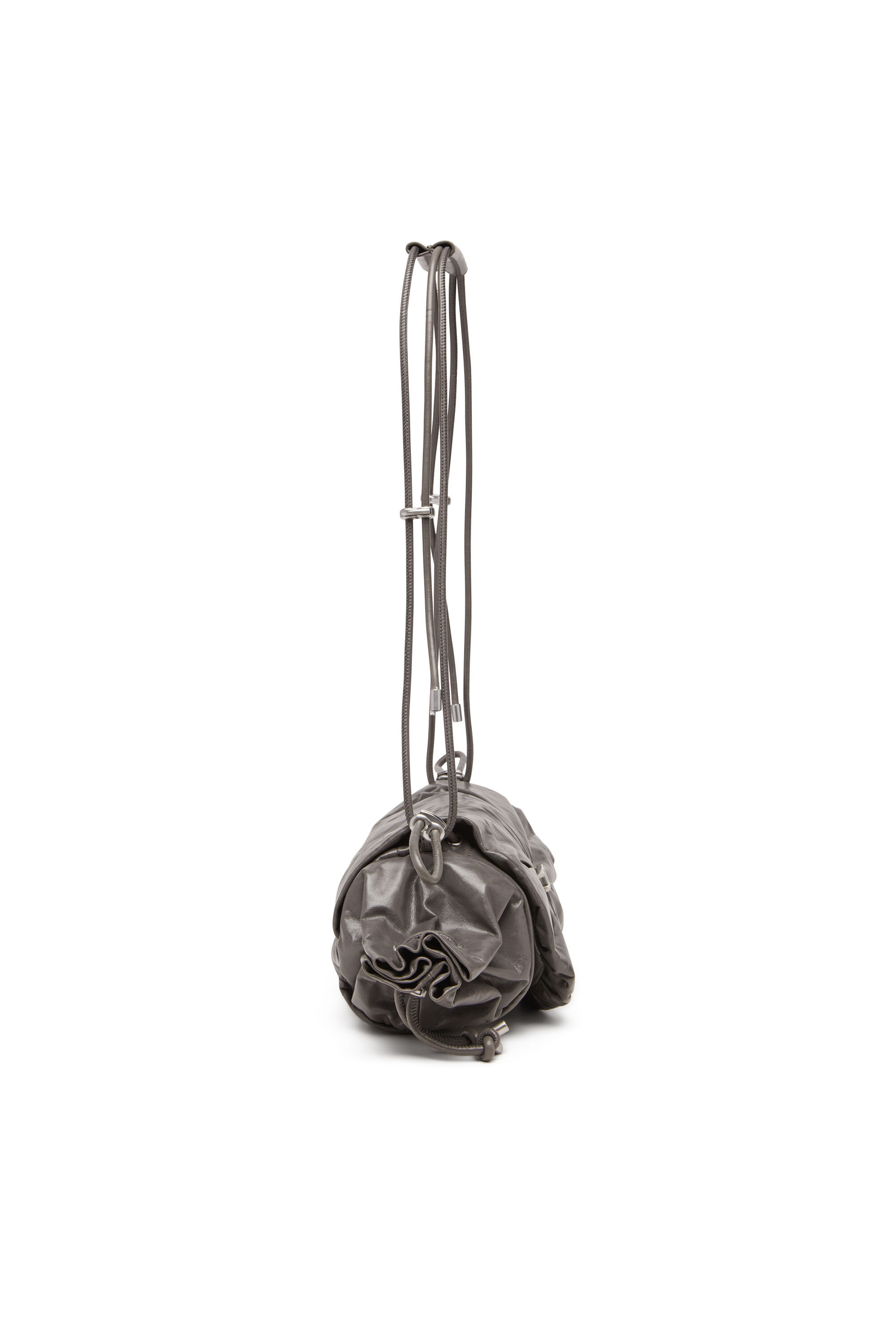Women's Scrunch-D M-Shoulder bag in shiny leather | Grey