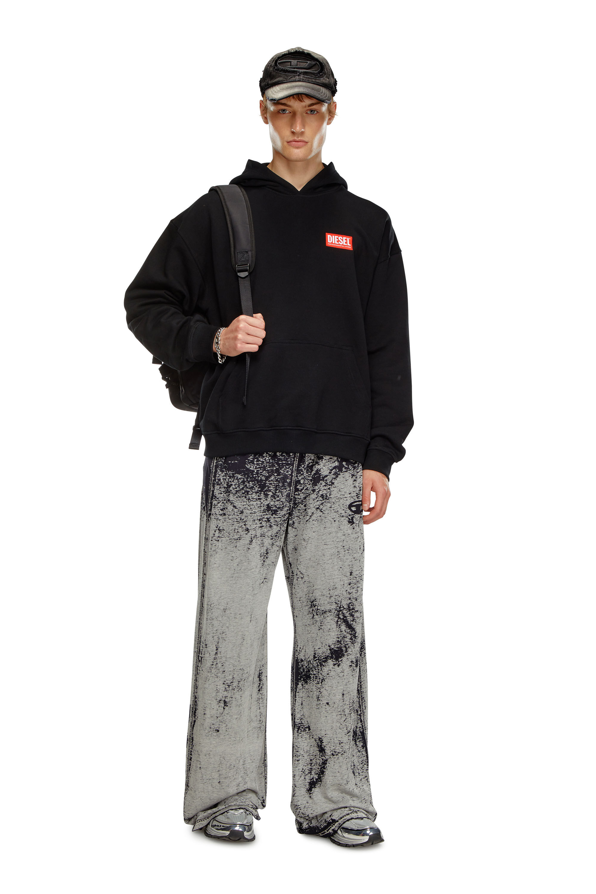 Diesel - S-BOXT-HOOD-LAB, Male's Hoodie with Diesel label in Black - 1