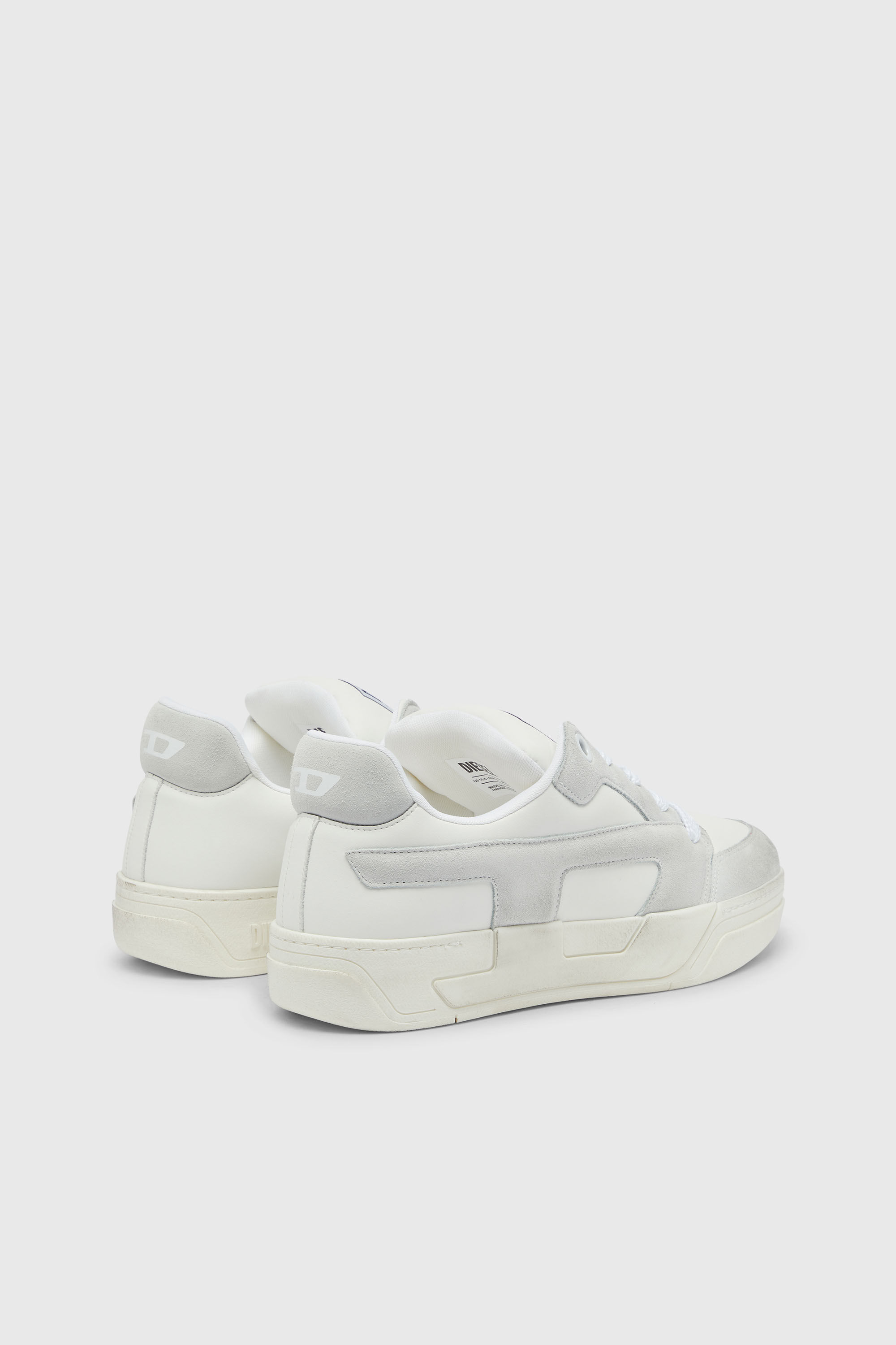 Diesel - S-D-OLLIE LOW, Man's S-D-Ollie - Distressed sneakers in leather and suede in White - 3