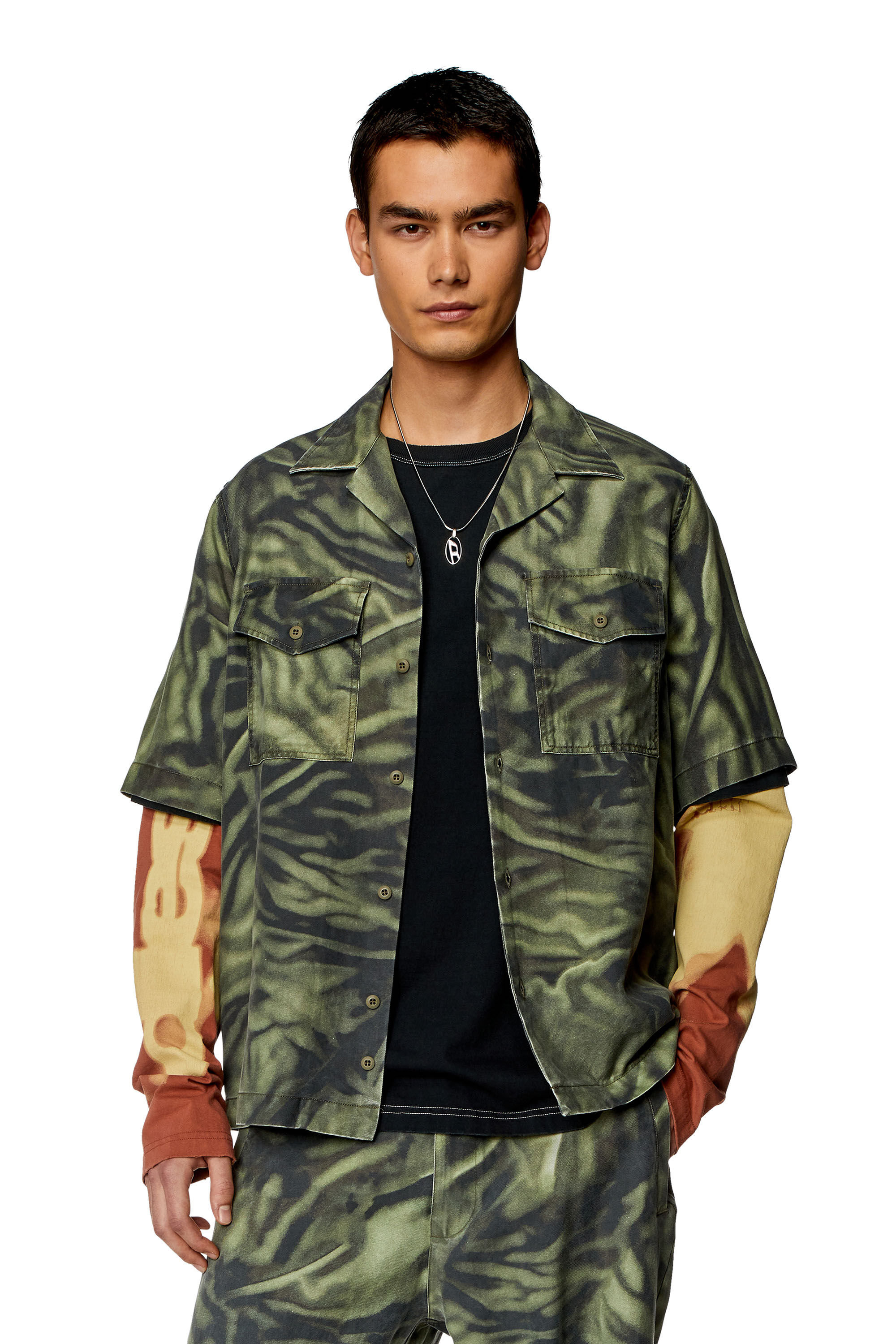 Diesel - S-SAM-ZEBRA, Chemise à manches courtes avec imprimé camouflage zébré Homme in Polychrome - 3