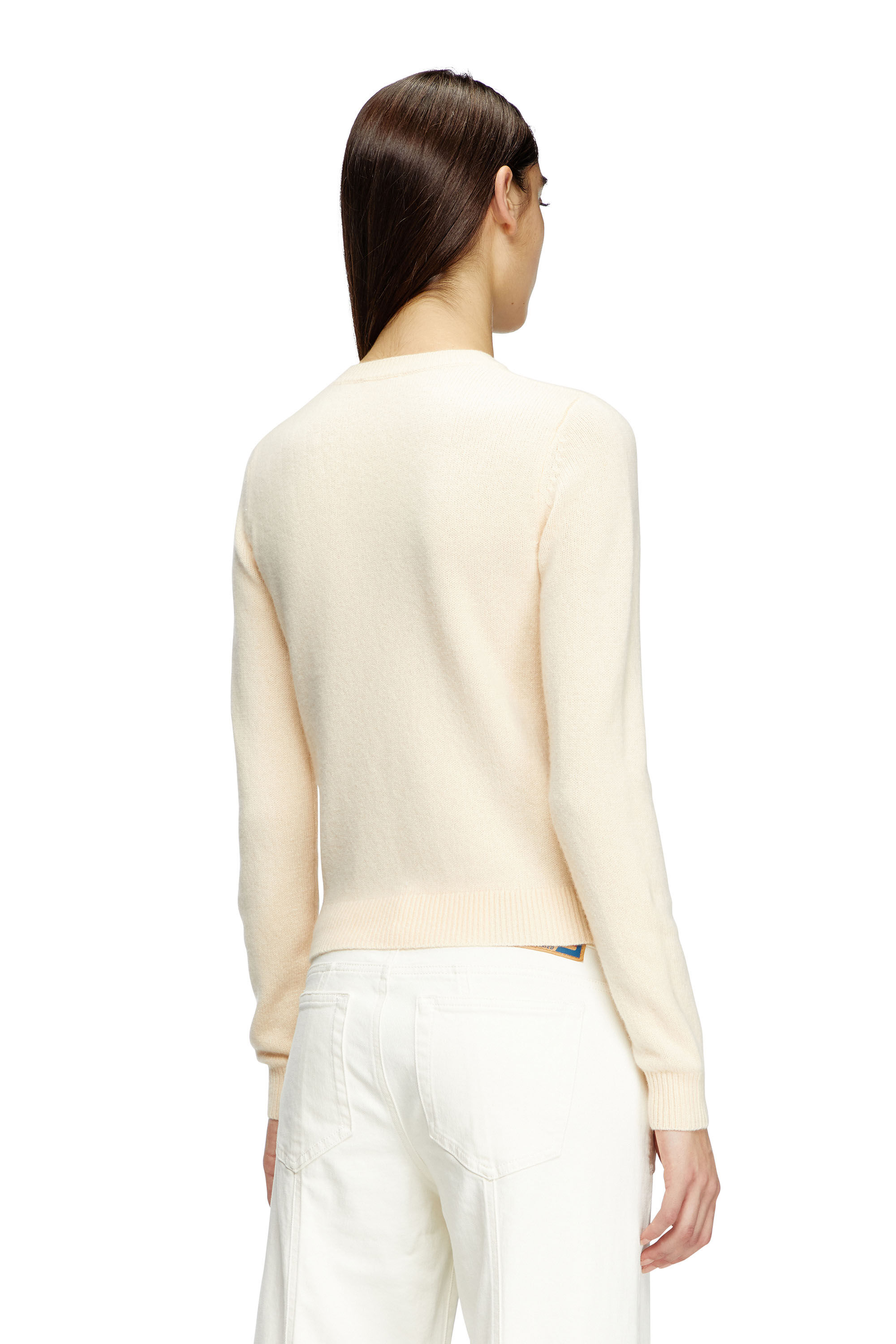 Diesel - M-AREESA-SLIM, Pull en mélange de cachemire avec logo cut-out Femme in Beige - 4