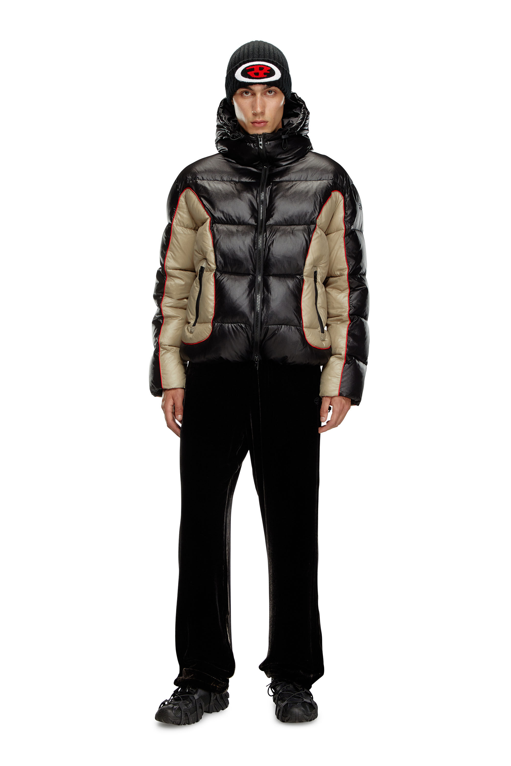 ぺる【DIESEL】LINED NYLON BLOUSON 262T J-CLAYS Man Rain Jacket | Black | Diesel