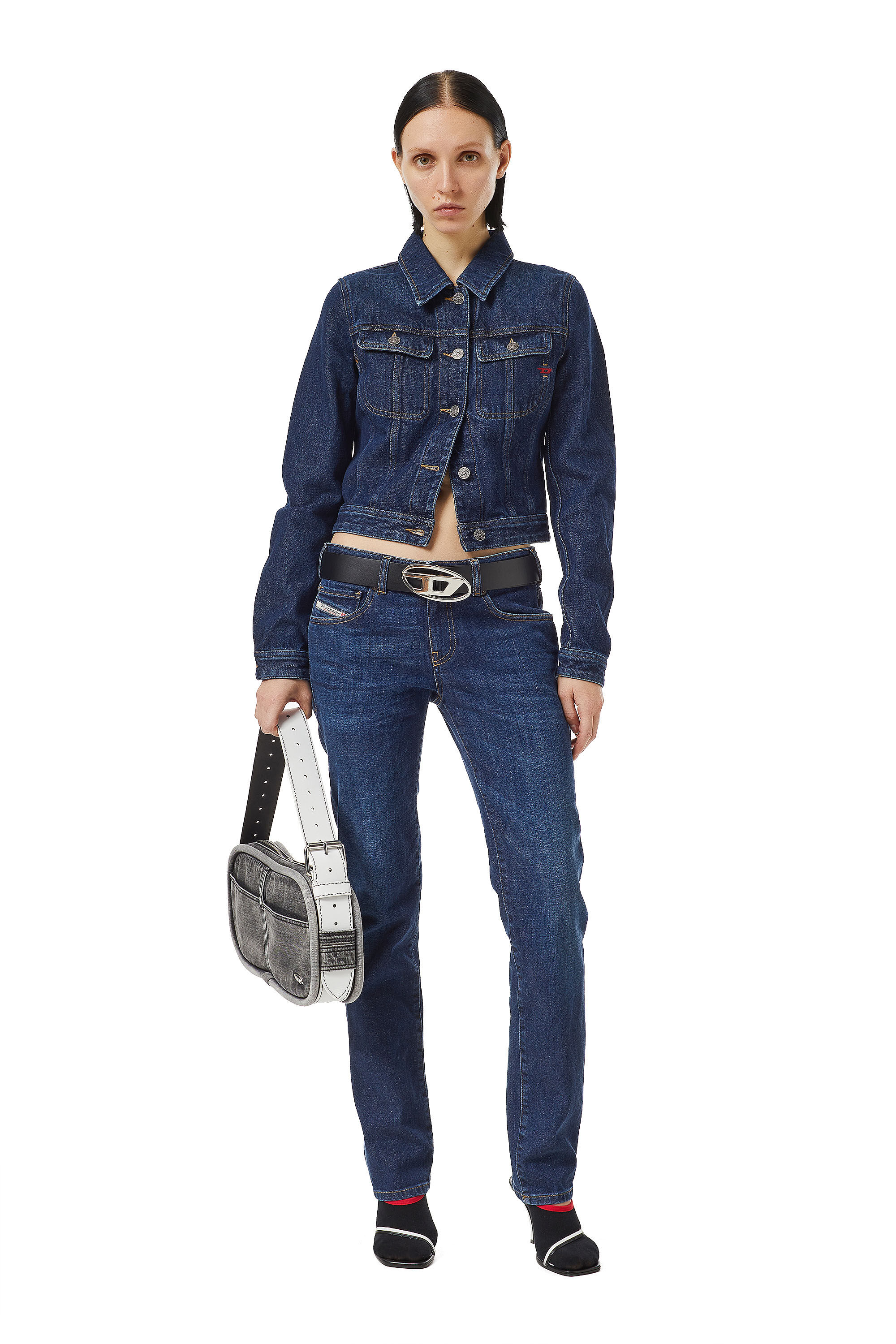 Diesel - DE-SLIMMY TRUCKER JACKET, Veste Trucker à la coupe slim Femme in Bleu - 1