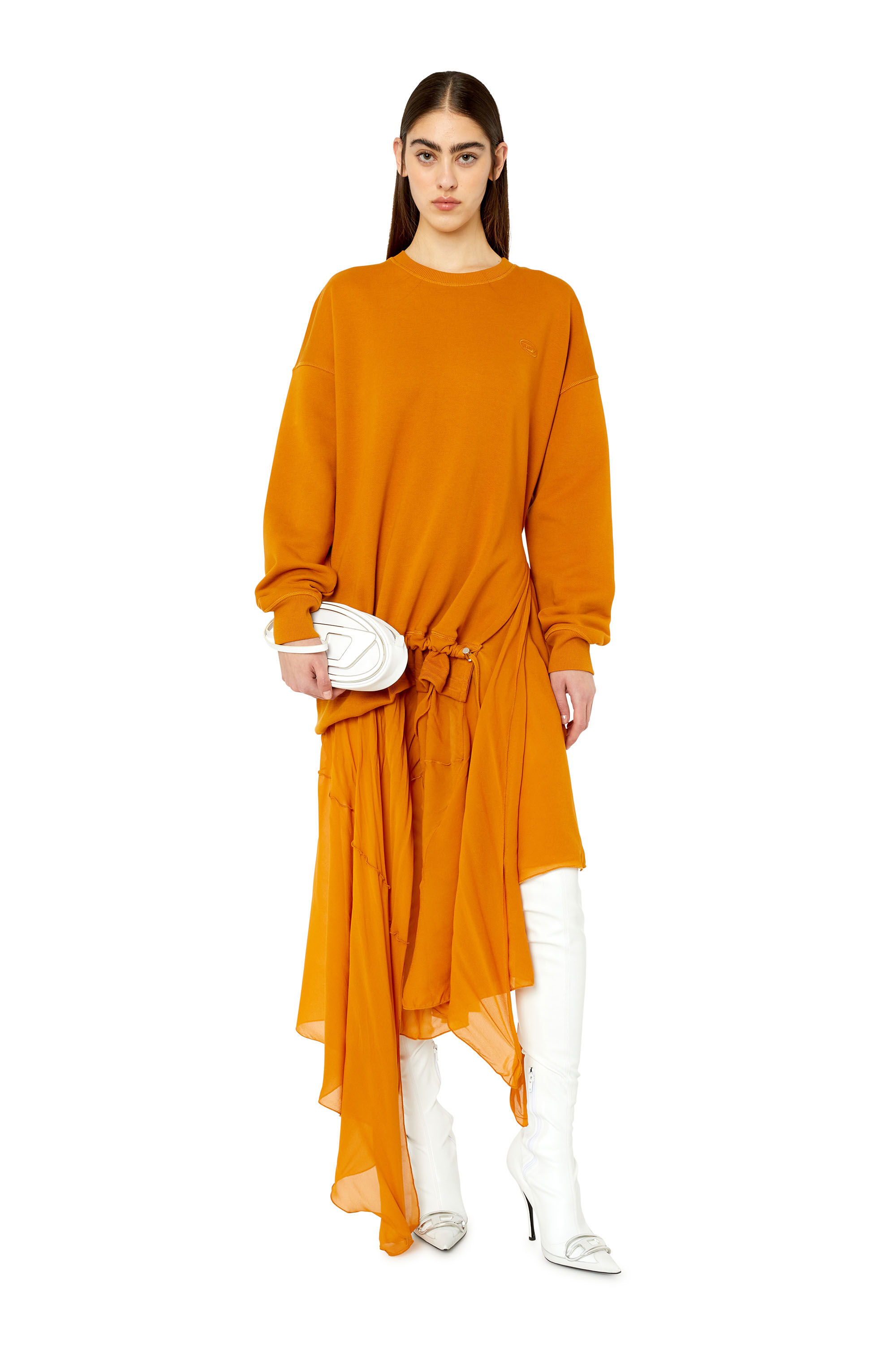 D-ROLLIE Woman: Chiffon-trimmed sweatshirt dress | Diesel