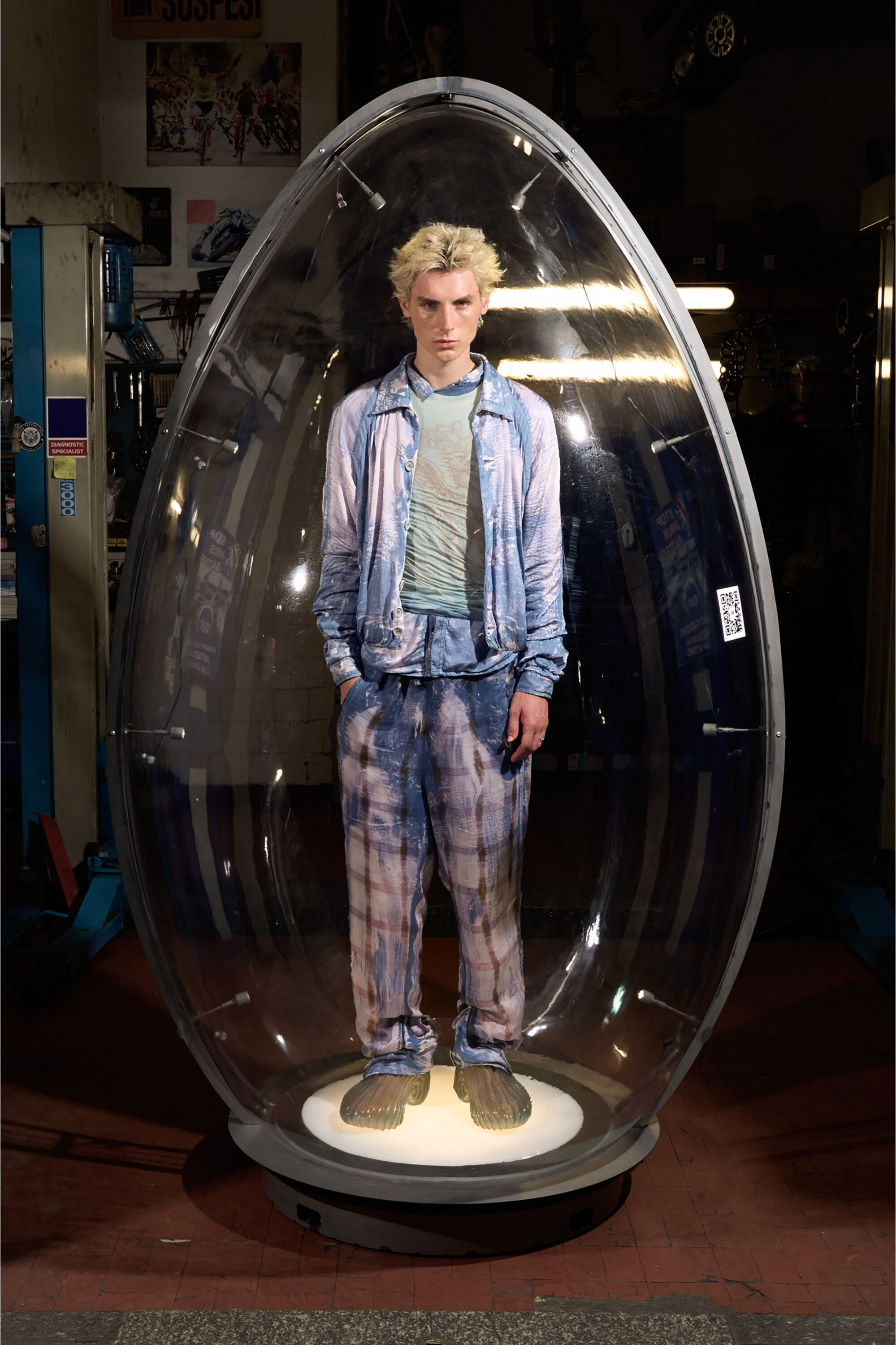 Men's Track pants with check X-ray effect | Blue | Diesel