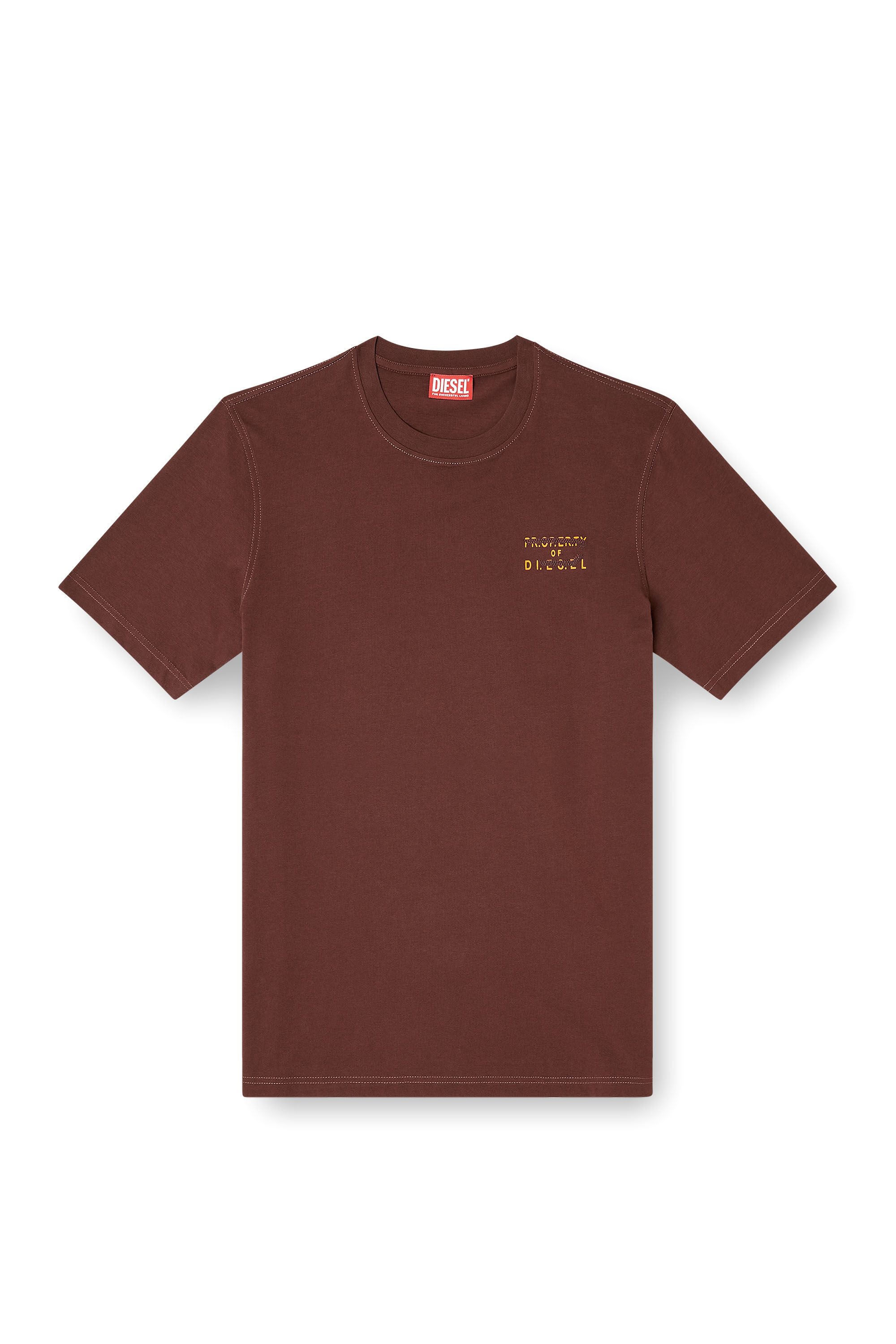 Men's Regular cotton T-shirt with puff print | Brown | Diesel US