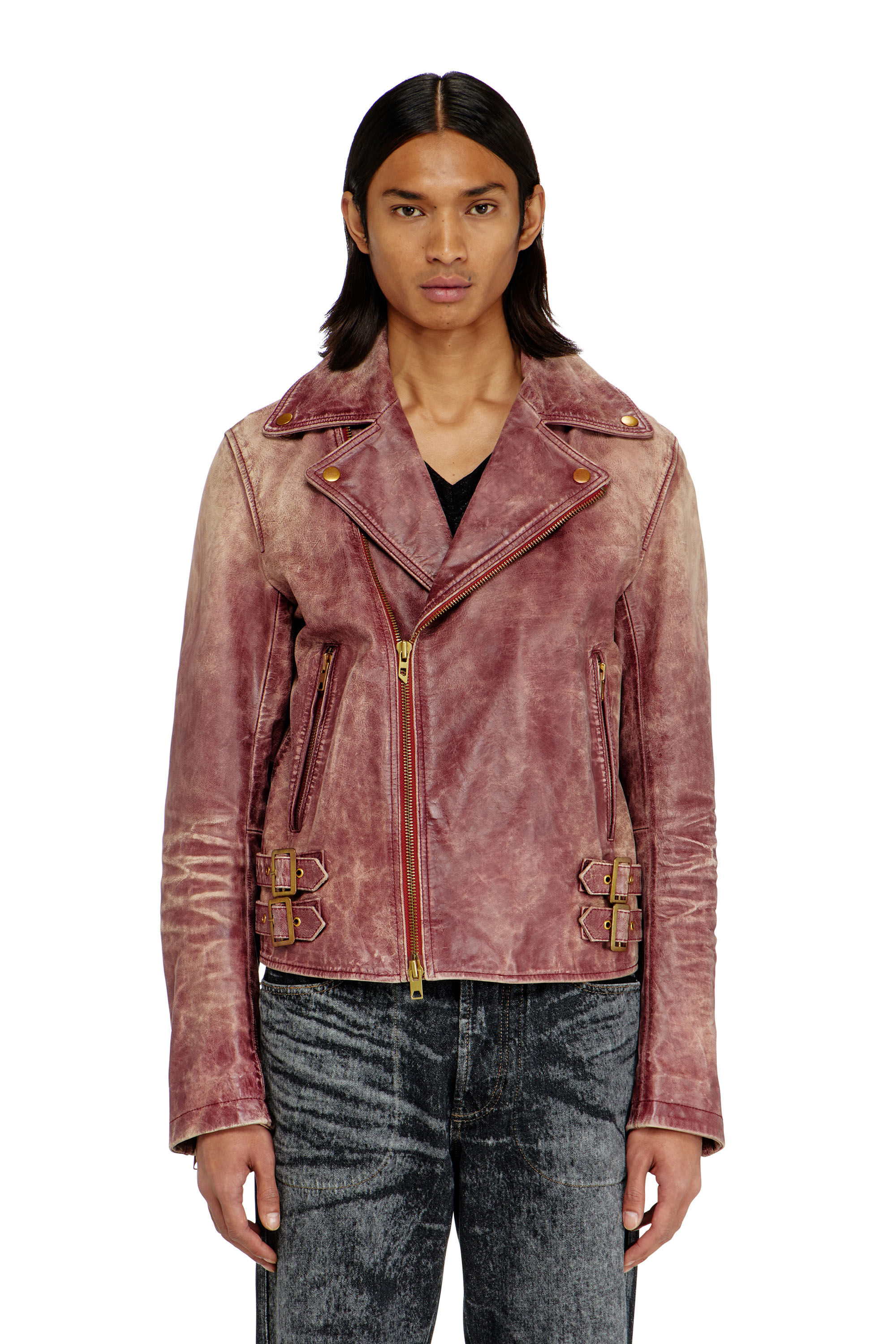 DIESEL MOTION DIVISION ディーゼル MDY JACKET Men's Biker jacket in treated leather | Brown | Diesel