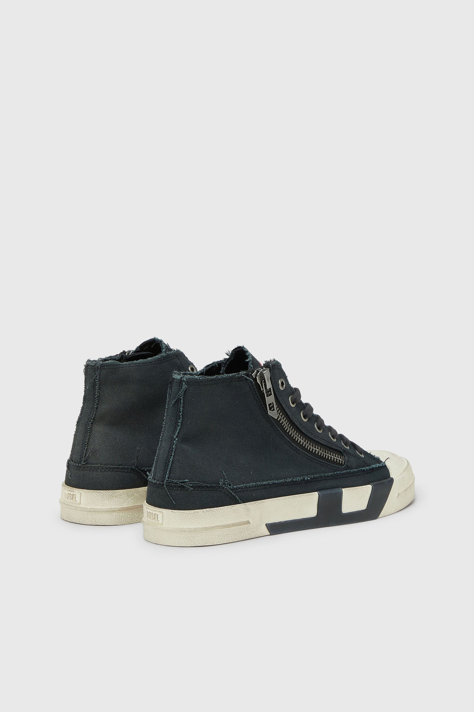 Diesel - S-D-VERSE ZIP MID II, S-D-Verse - Zapatillas de lona deshilachada con Logo D Hombre in Negro - 3