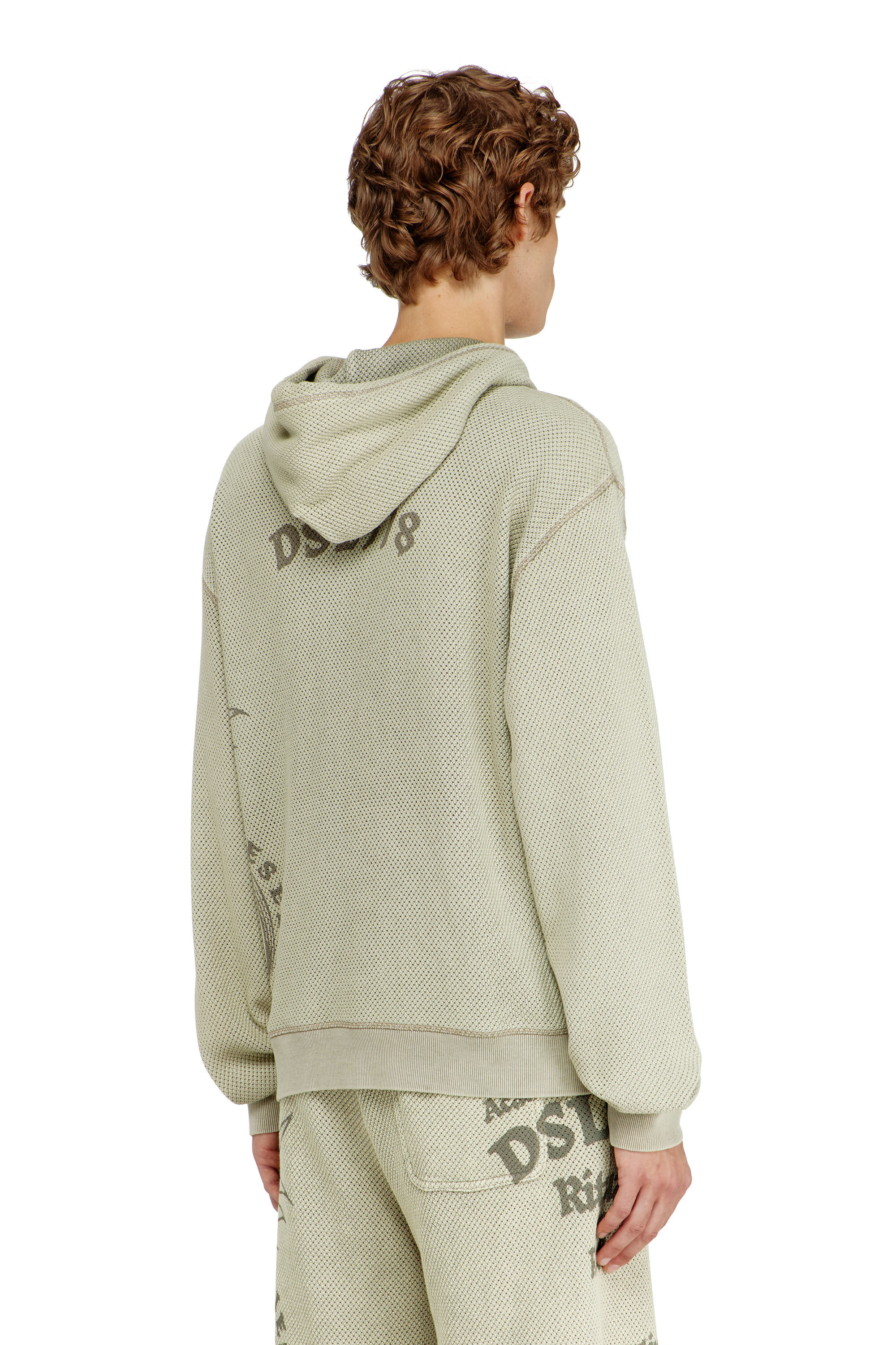 Diesel - S-NORM-HOOD-AA1, Male's Hoodie in textured cotton mesh in Beige - 4