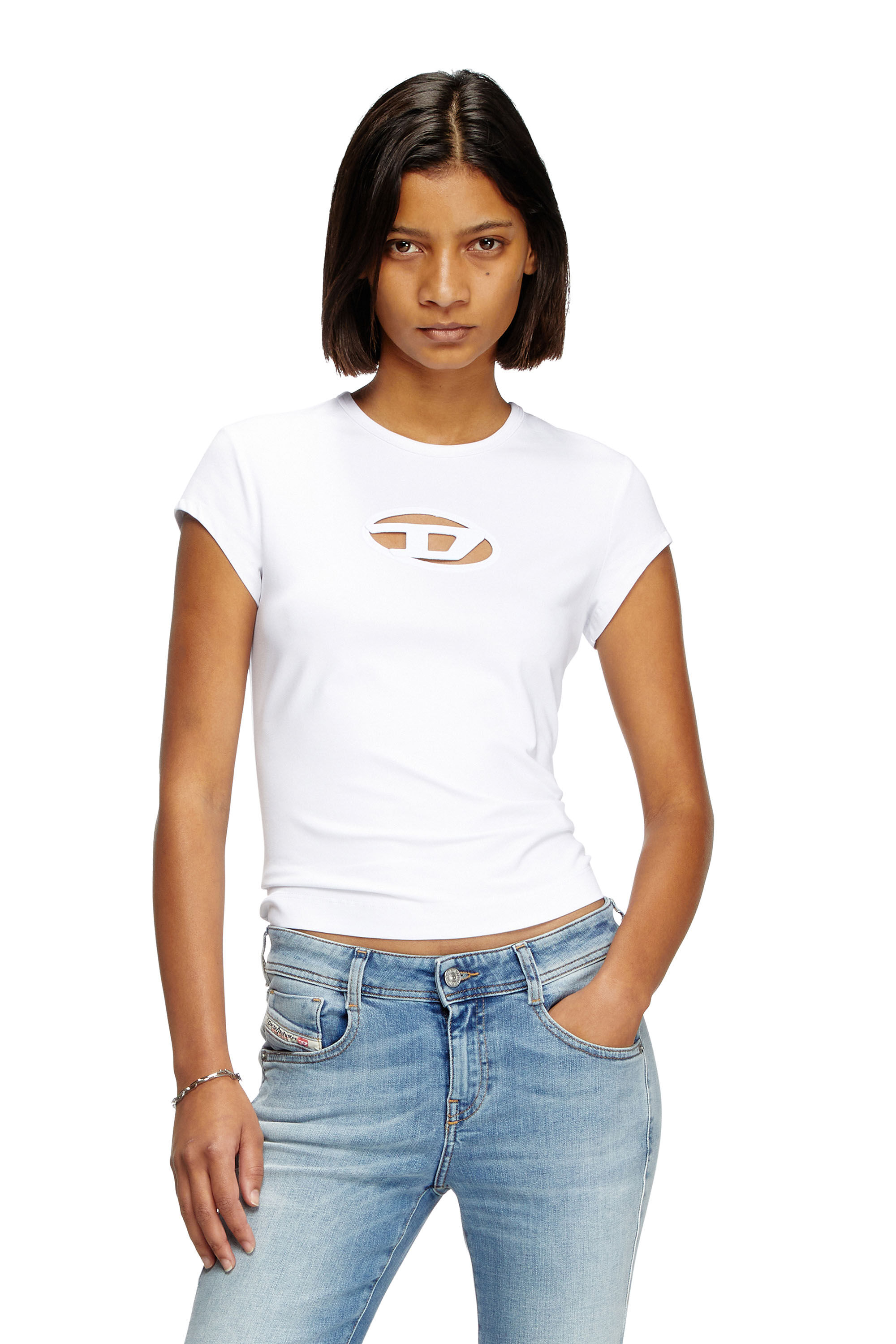 トップス diesel T-Angie T-ANGIE Woman: Cotton T-shirt with cut-out D logo | Diesel