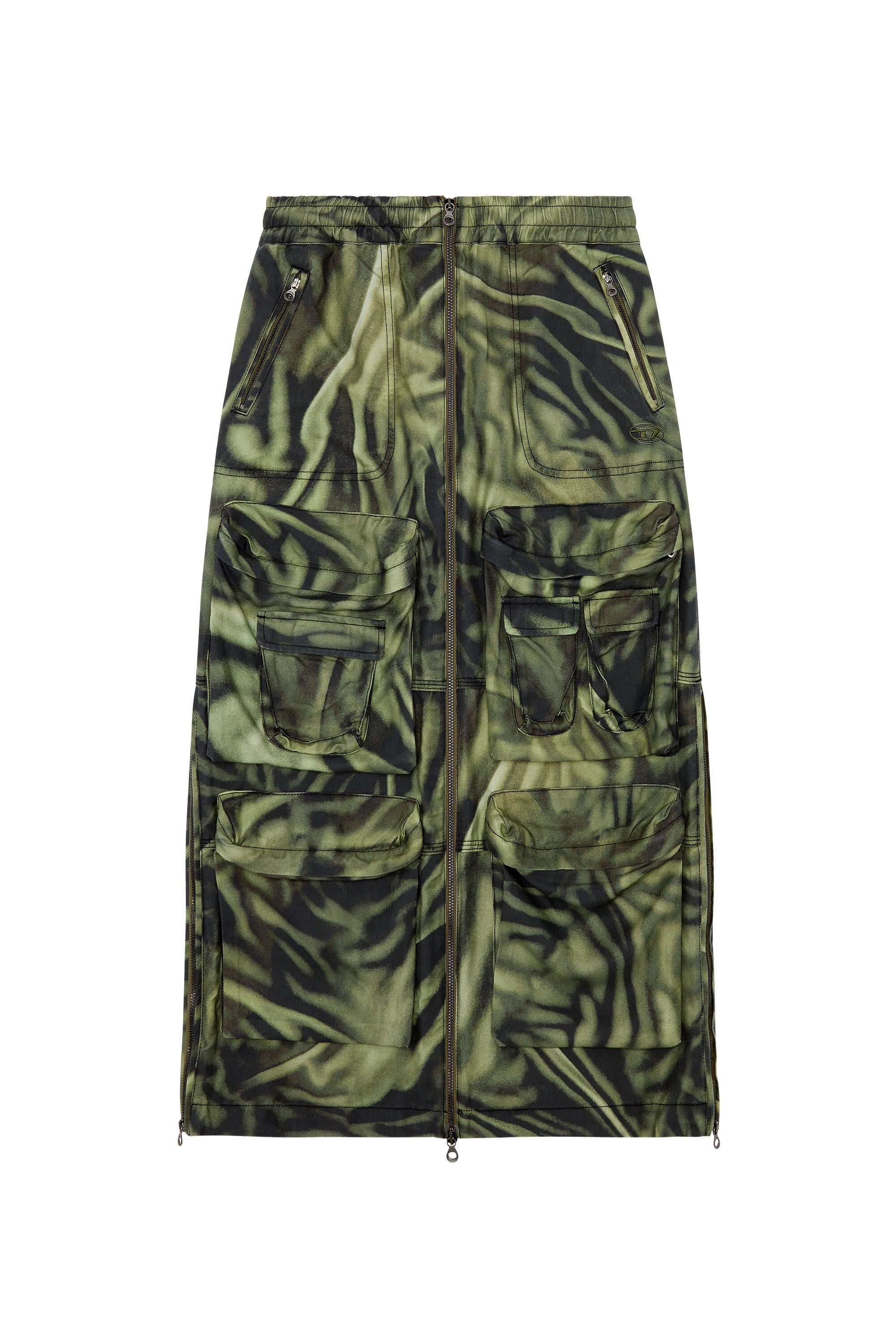 Women's Long cargo skirt with zebra-camo print | Multicolor