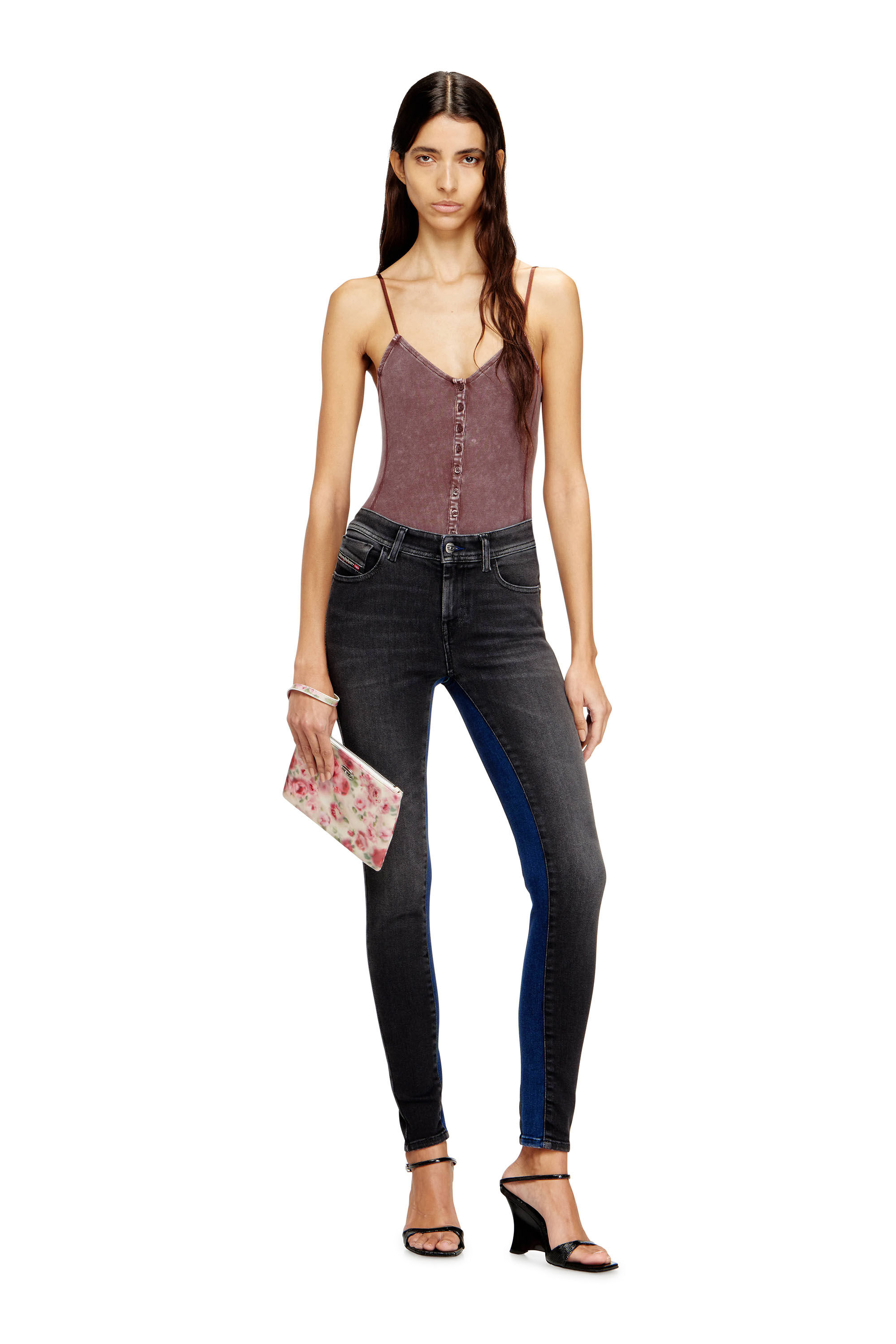 DIESEL slandy スキニーデニム Women's Skinny Jeans | Black/Dark grey | Diesel 2017 Slandy