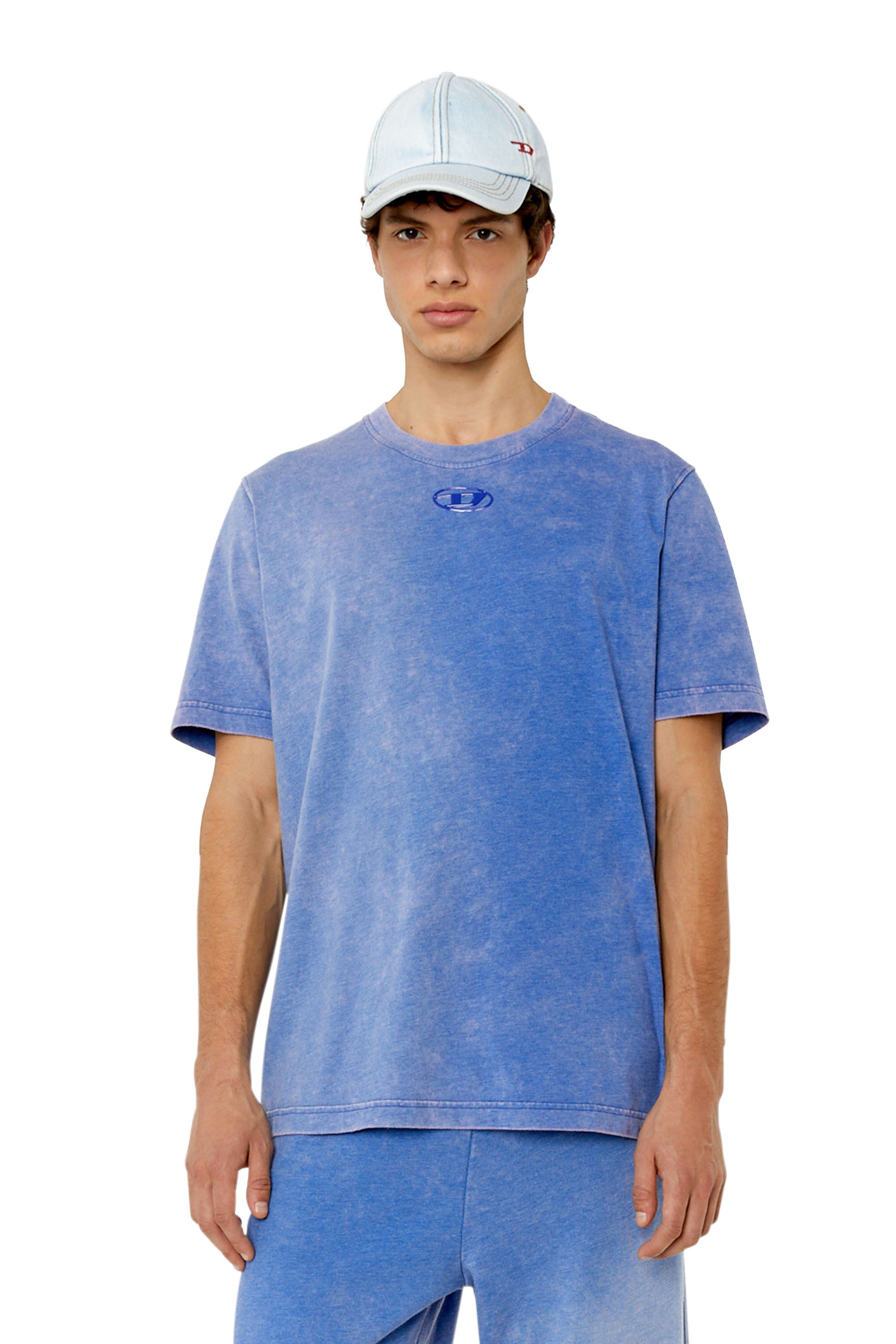 Diesel - T-JUST-G1, T-shirt avec traitement blanchi Homme in Bleu - 3