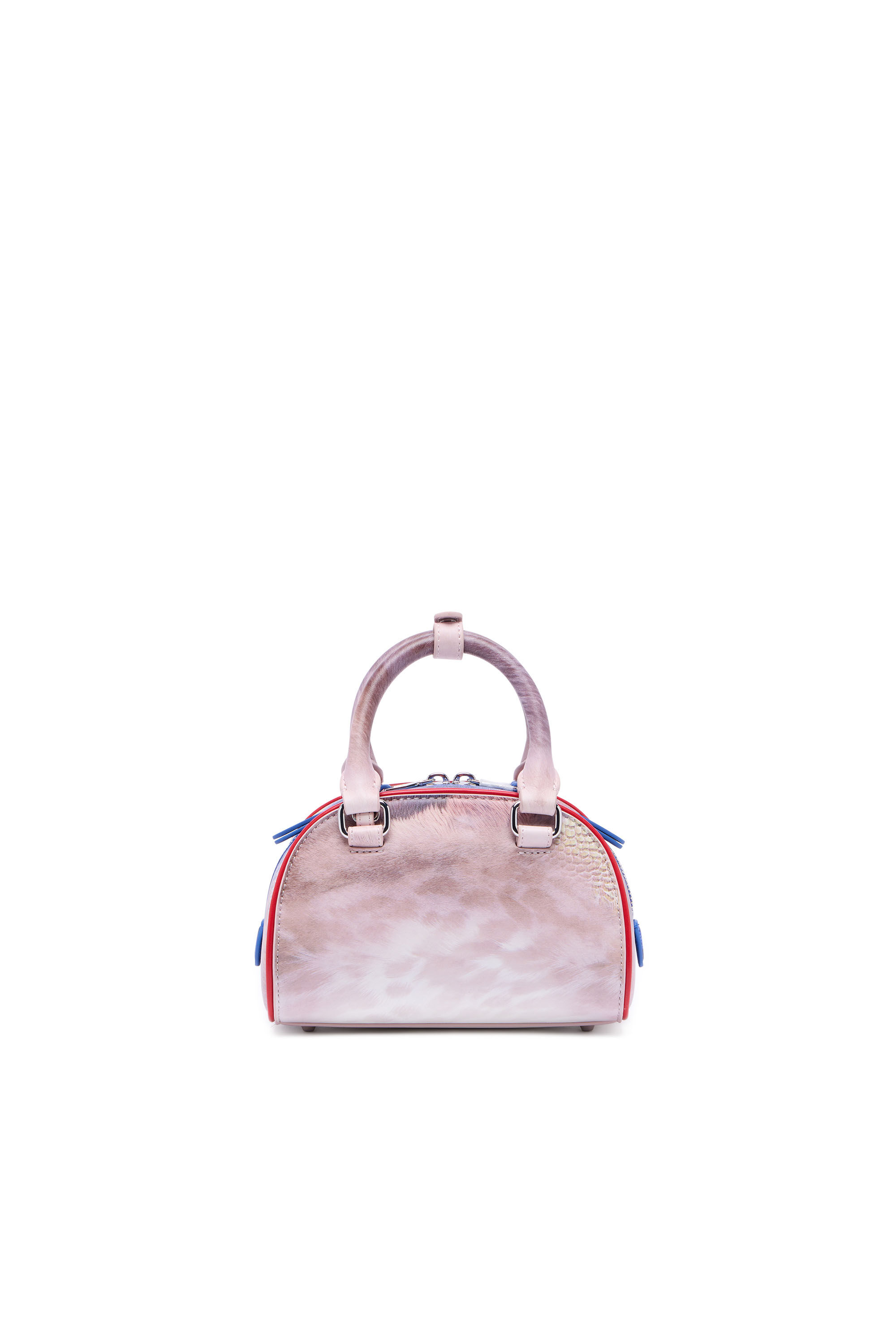 Diesel - 1DR DOME CROSSBODY, Female's 1DR Dome-Mini bowling bag with animal print in Pink/Blue - 3