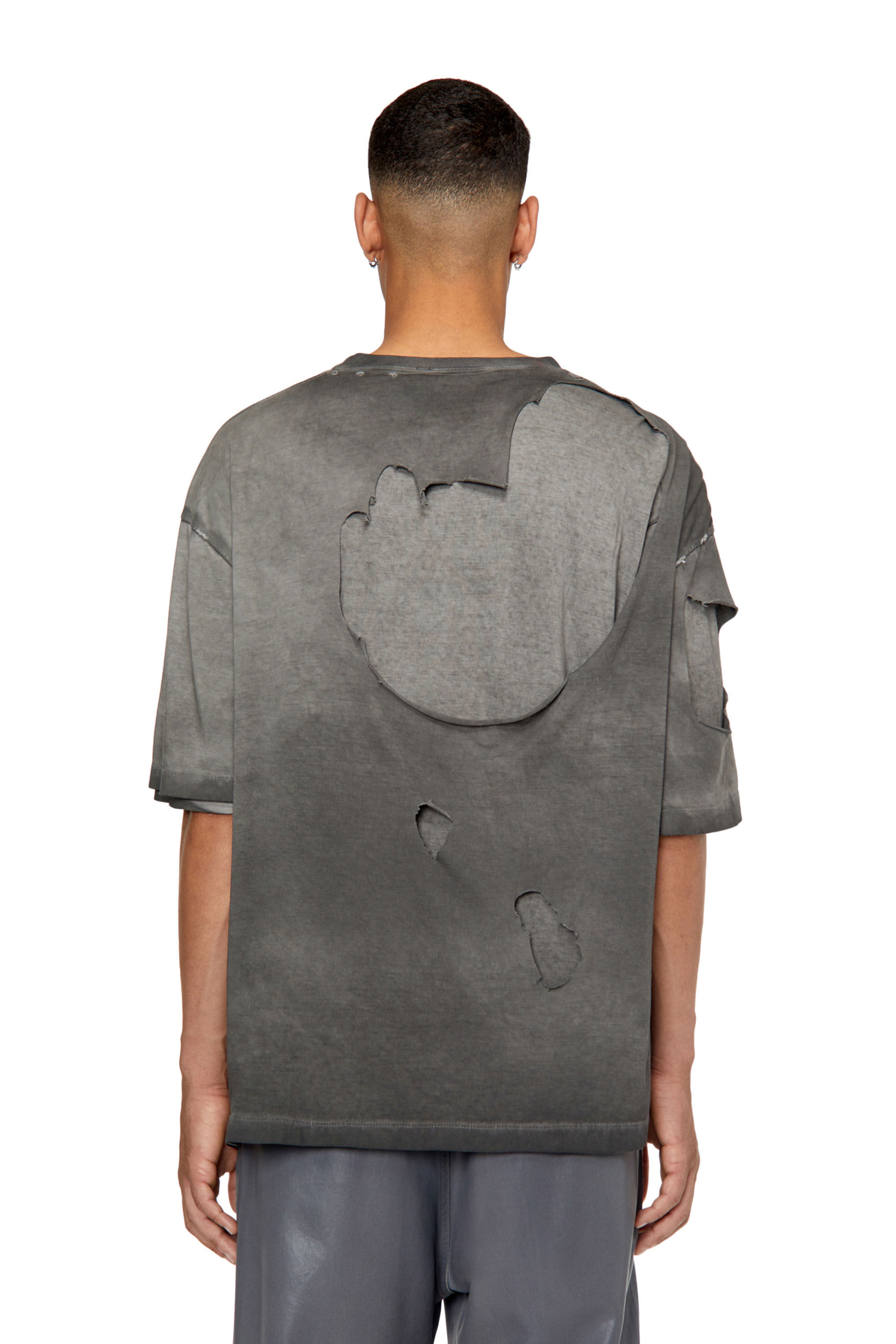 Diesel - T-ASHY, Male's Dual-layer T-shirt with oval D logo in Dark Grey - 5