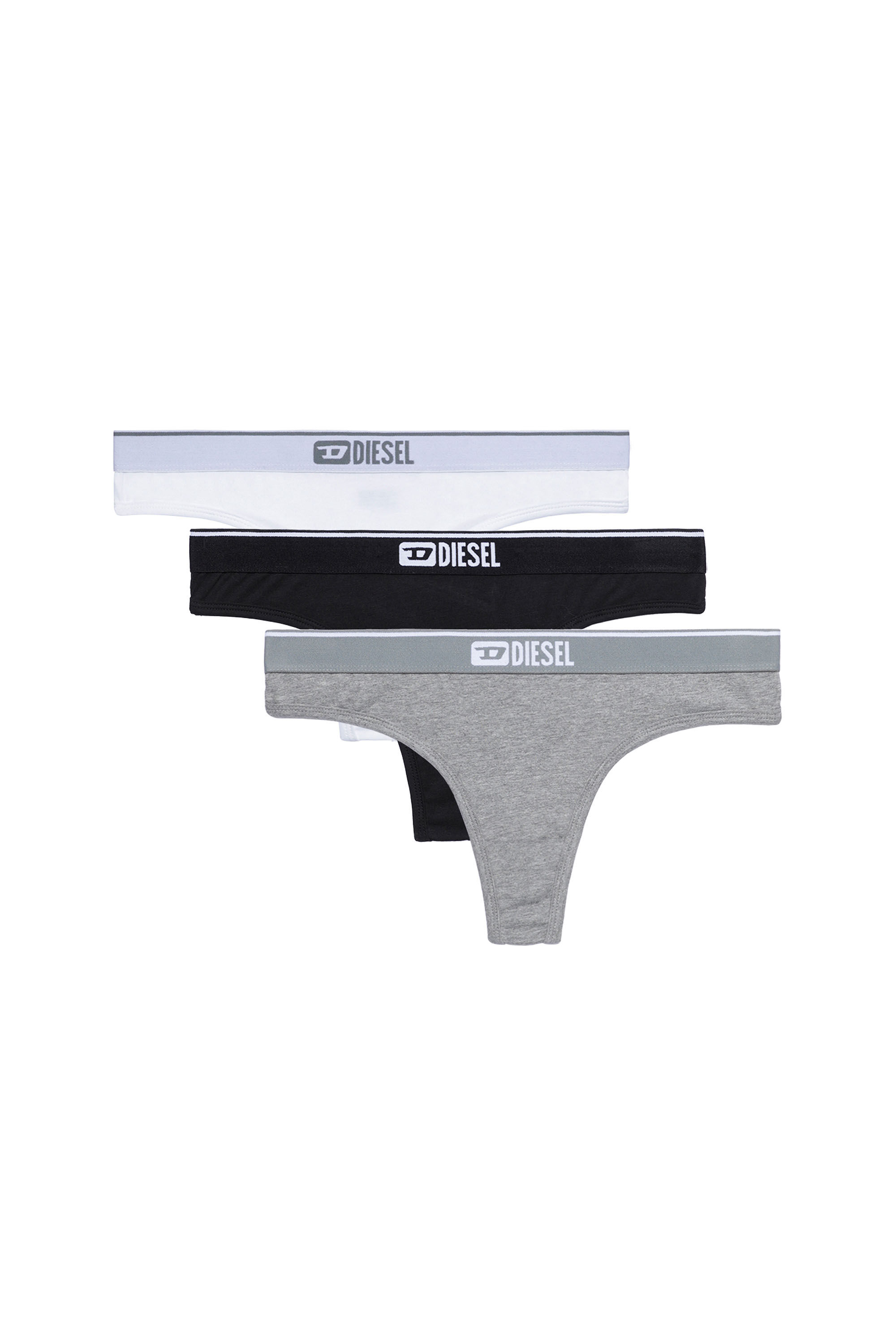 Diesel - UFST-STARSEY-THREEPACK, Woman's Three-pack of thongs with logo waist in Black/White - 1