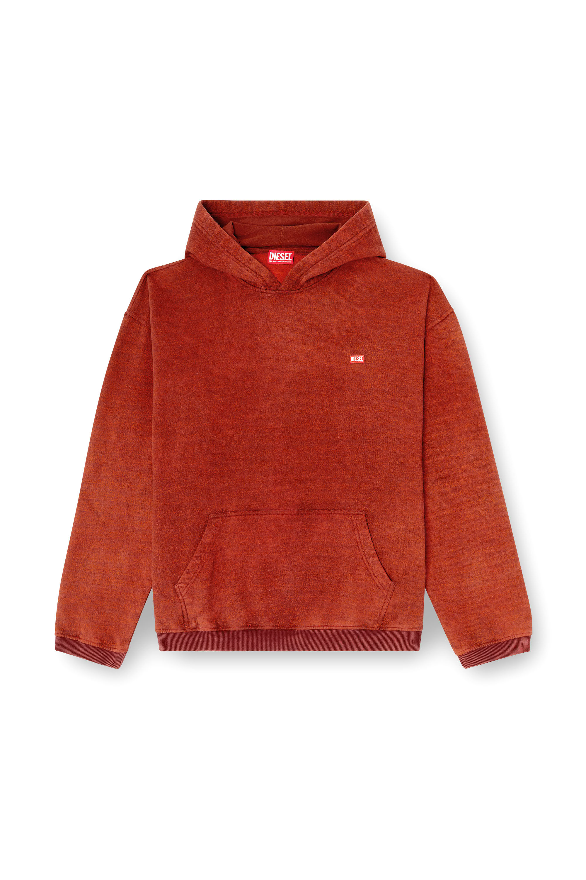 Diesel - S-KAI, Male's Cotton hoodie with kangaroo pocket in Brown - 2