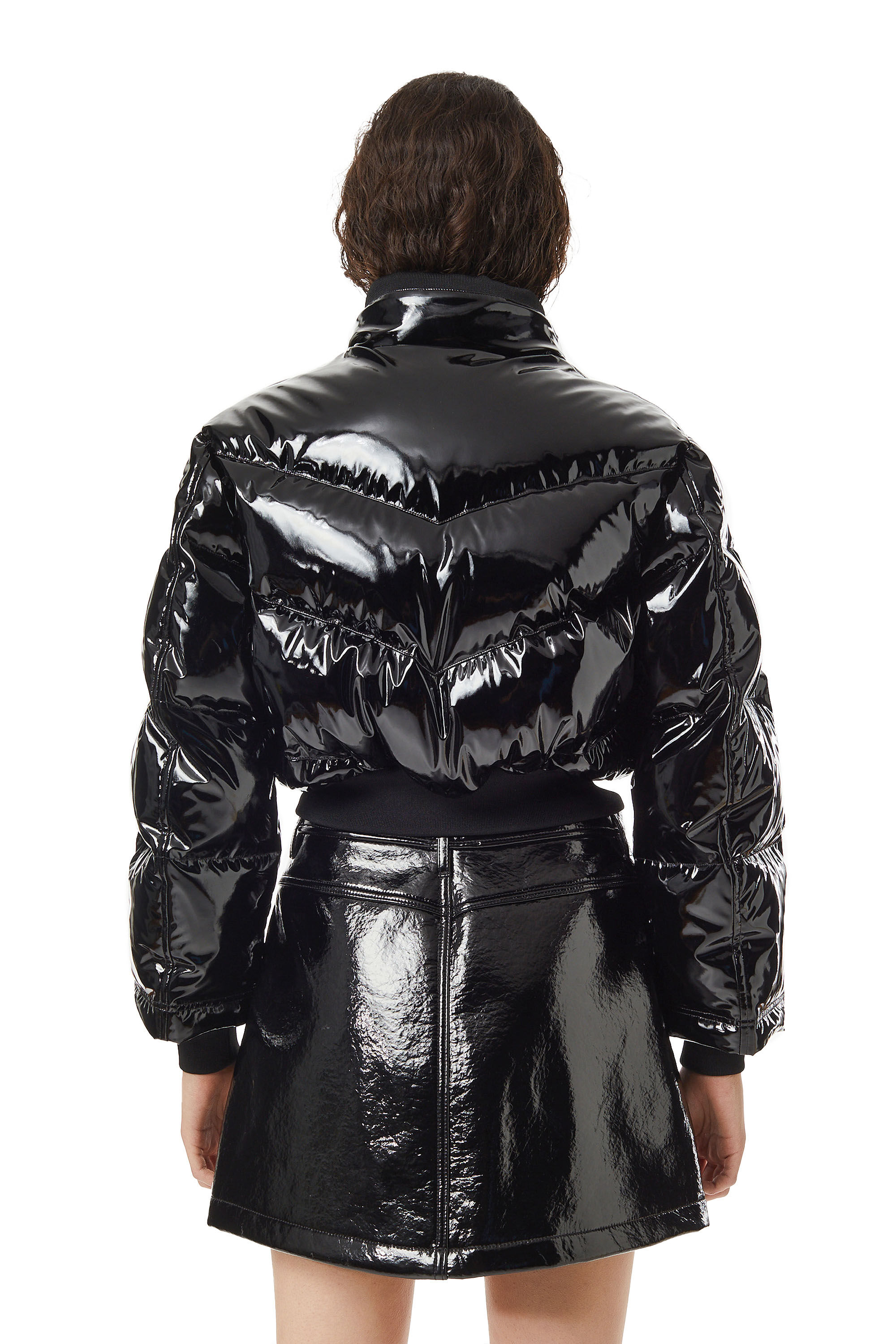 Diesel - W-CREMA, Woman's Quilted-vinyl down bomber jacket in Black - 5