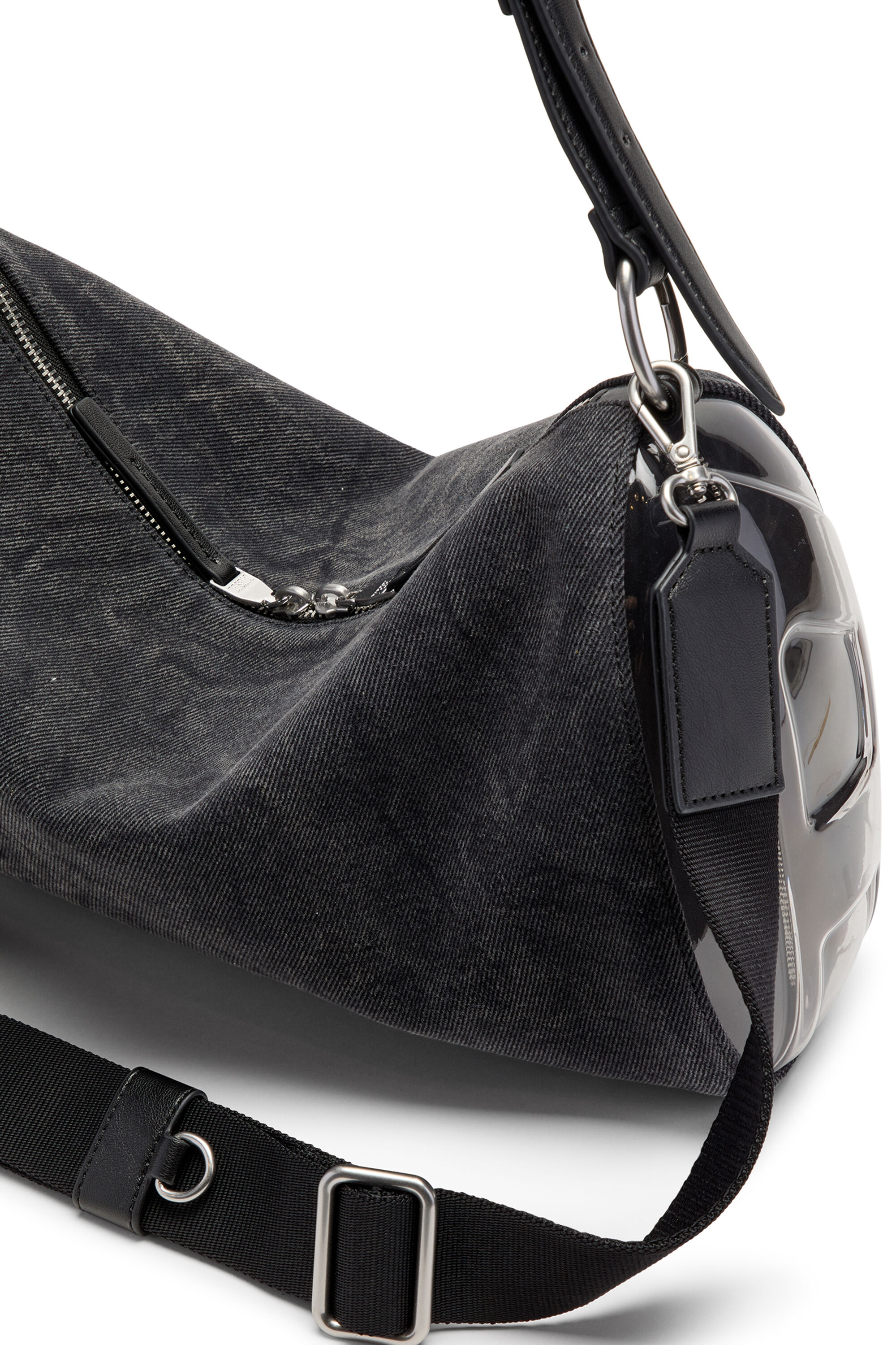 Women's Load-D-Shoulder bag with transparent Oval D sides | Black