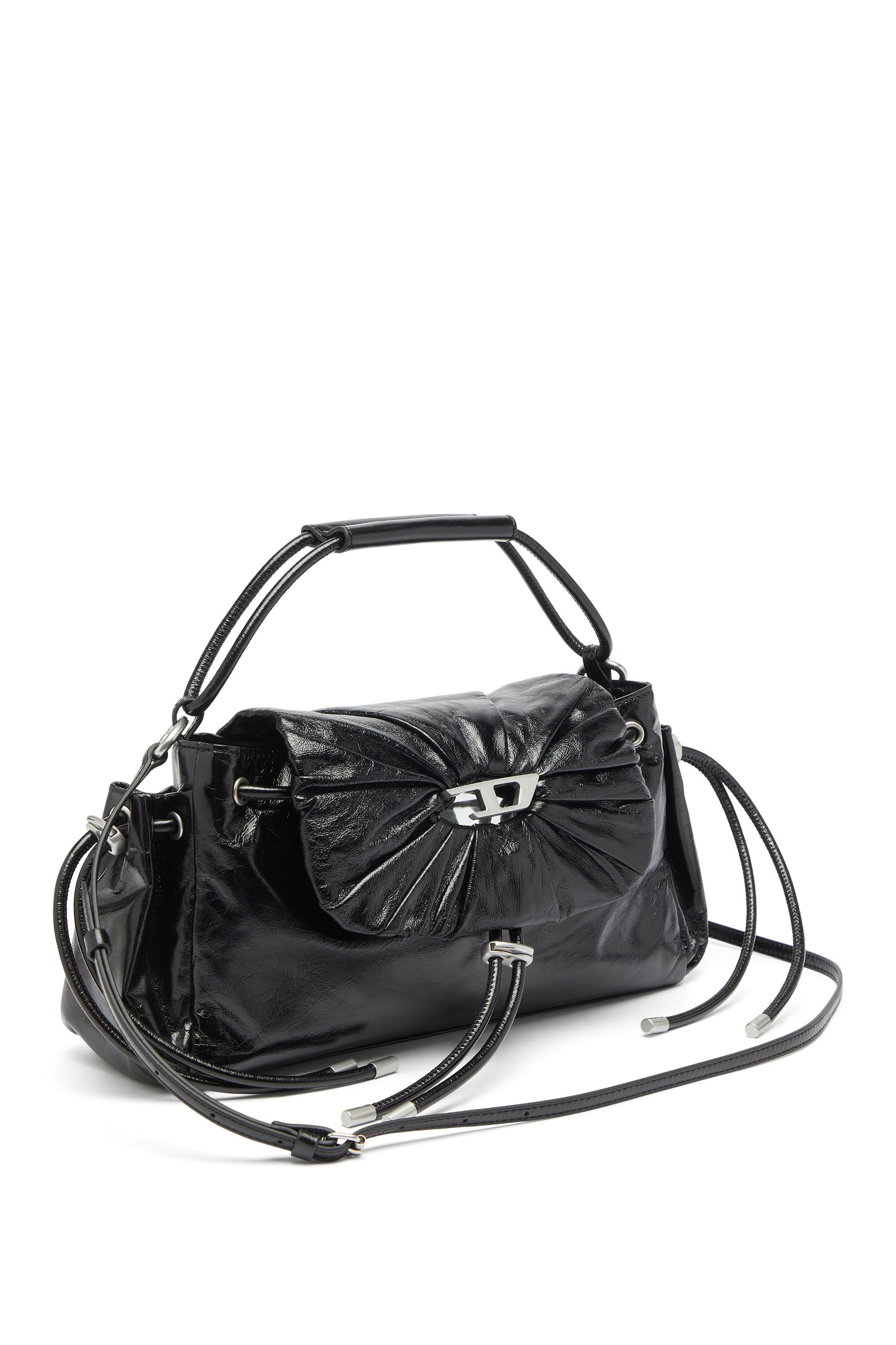 Diesel - SCRUNCH-D TOP HANDLE, Scrunch-D - Bolso de mano en piel brillante arrugada Mujer in Negro - 5