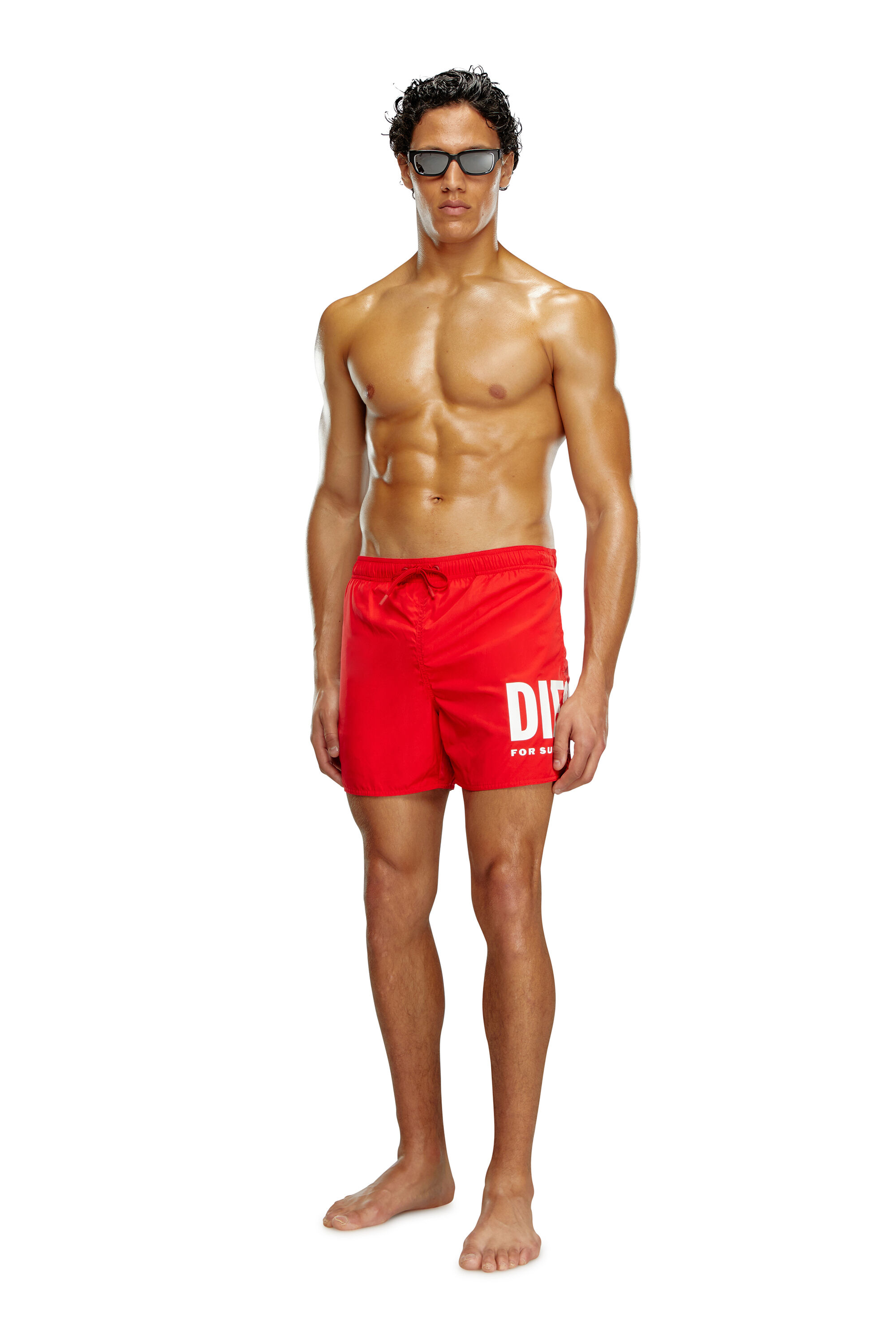 Diesel - BMBX-NICO, Male's Mid-length swim shorts with maxi logo in Red - 2