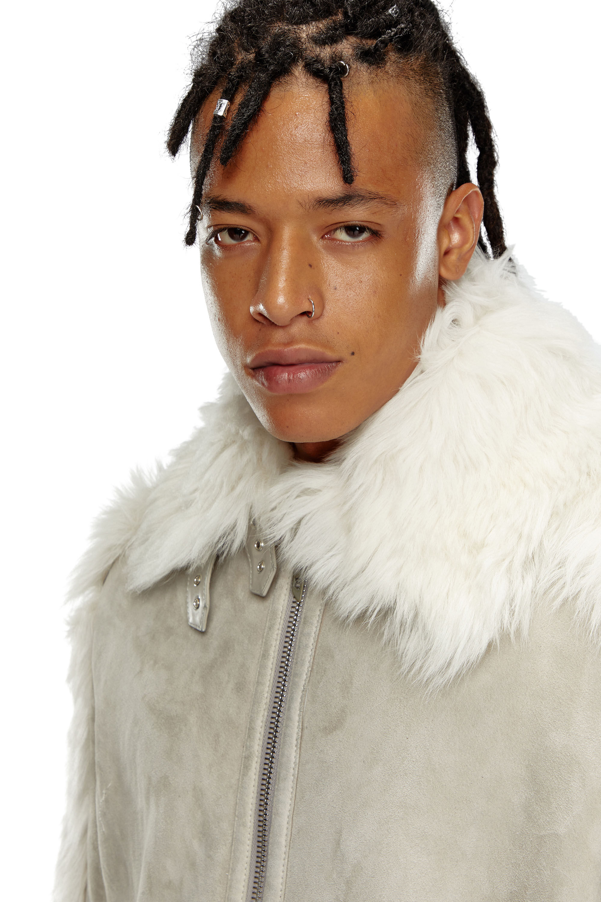 Diesel - L-OMER, Male's Shearling jacket in Grey - 4