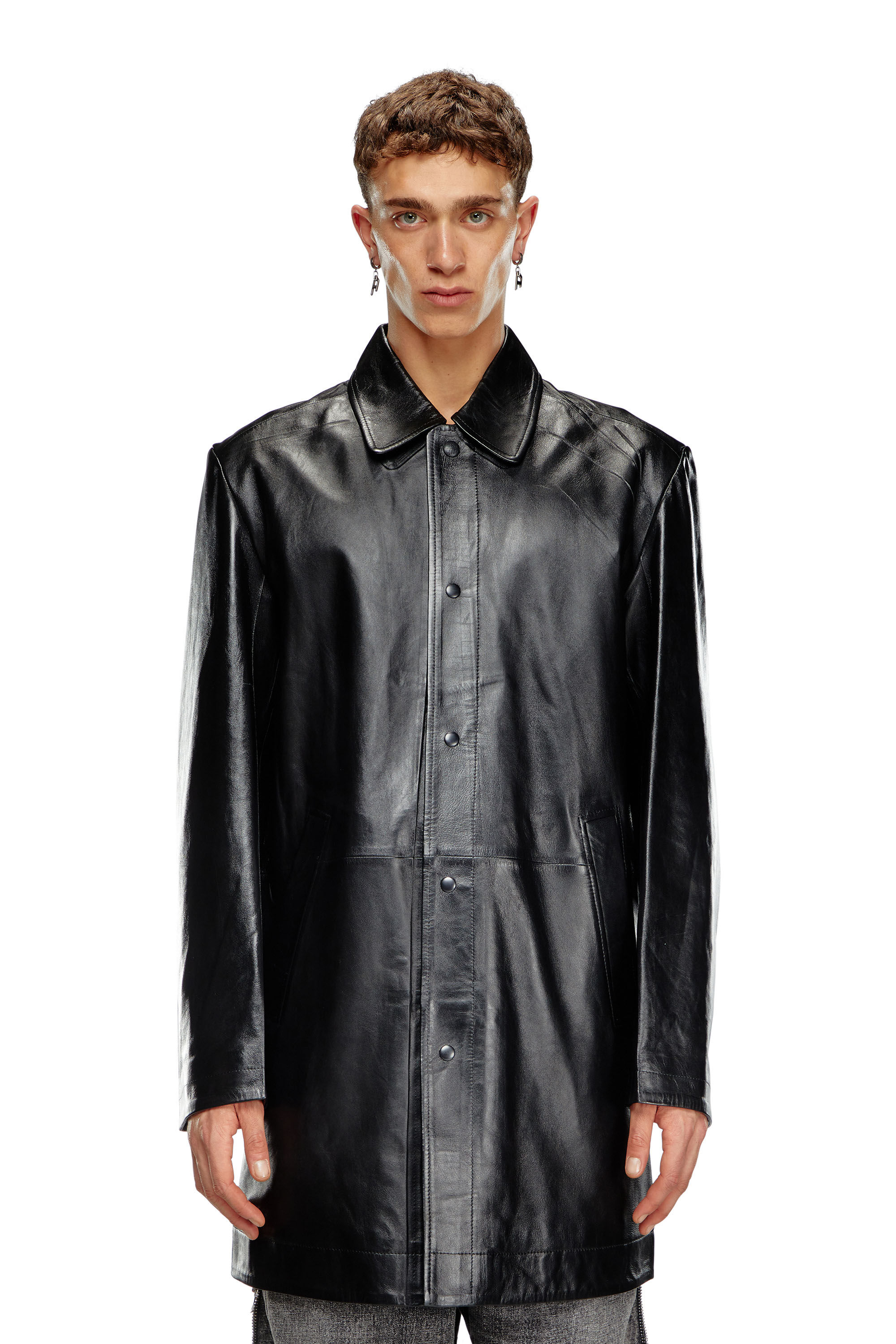 Diesel - L-CORDIER, Manteau en cuir enduit Homme in Noir - 3